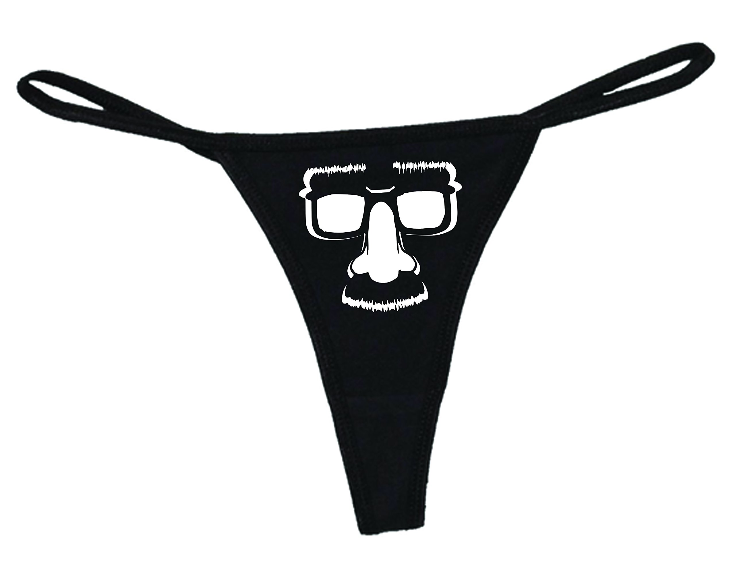 STUFF WITH ATTITUDE Groucho Black Thong Panties for Women - Sexy Comfortable Lingerie Underwear - Perfect for Date Night & Special Occasions