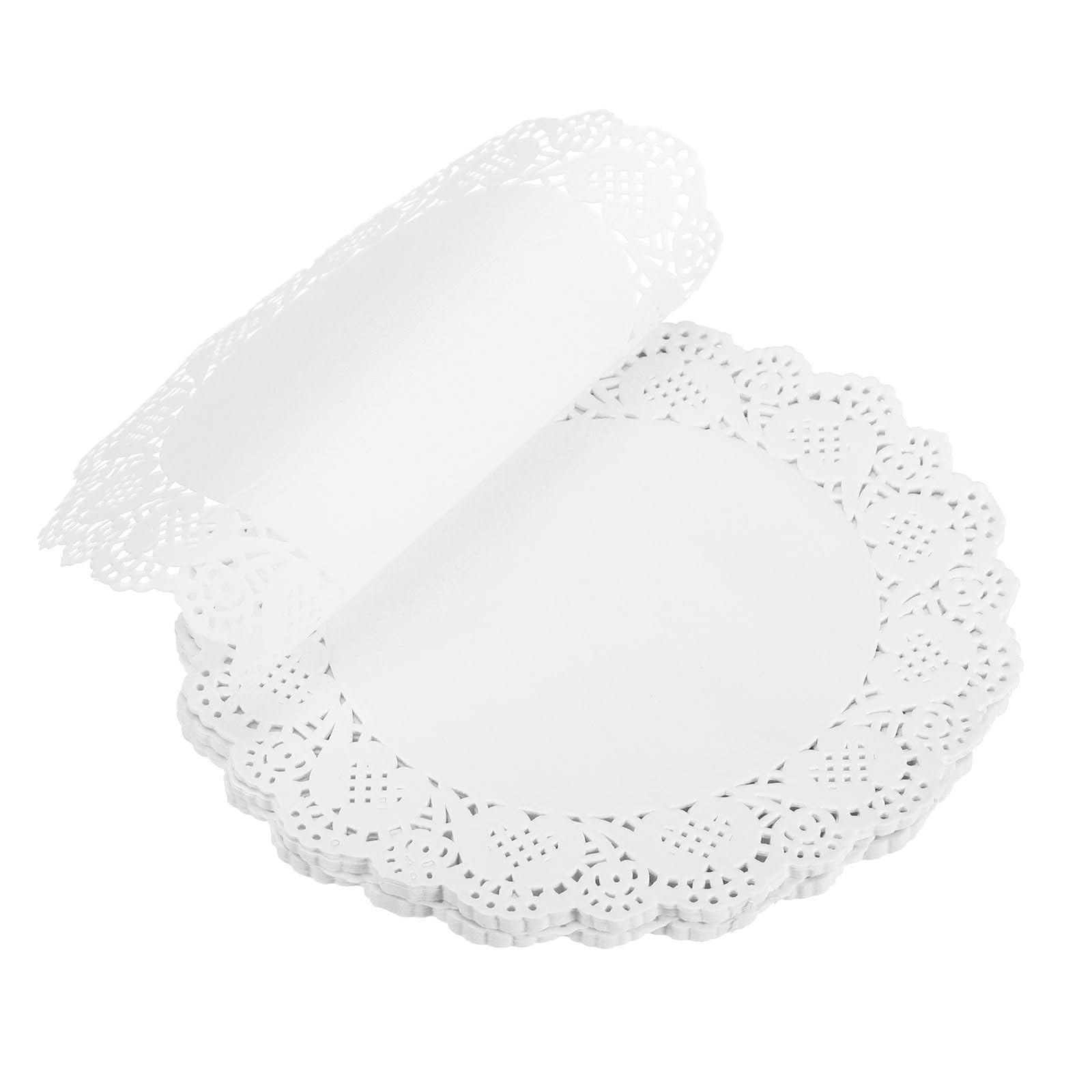 100 Pcs White Lace Paper Doilies 6.5 Inch Round Disposable Decorative Placemats - Perfect for Wedding Decor, Birthday Party, Cake & Dessert Display, Table Setting, and Food Presentation