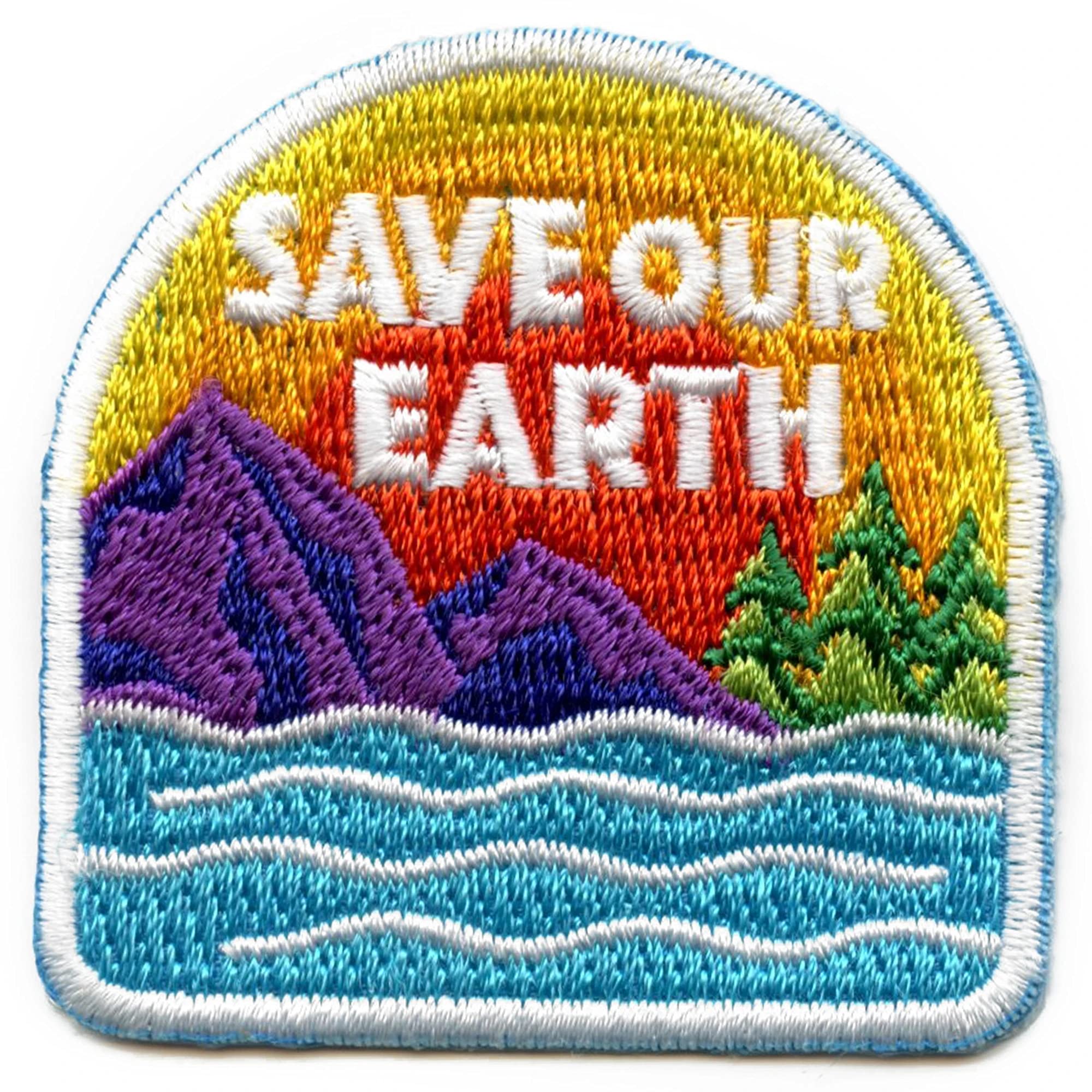 Eco-Friendly Save Our Earth Embroidered Iron-On Patch - Perfect for Jackets, Backpacks & DIY Crafts | Sustainable Fashion Accessory