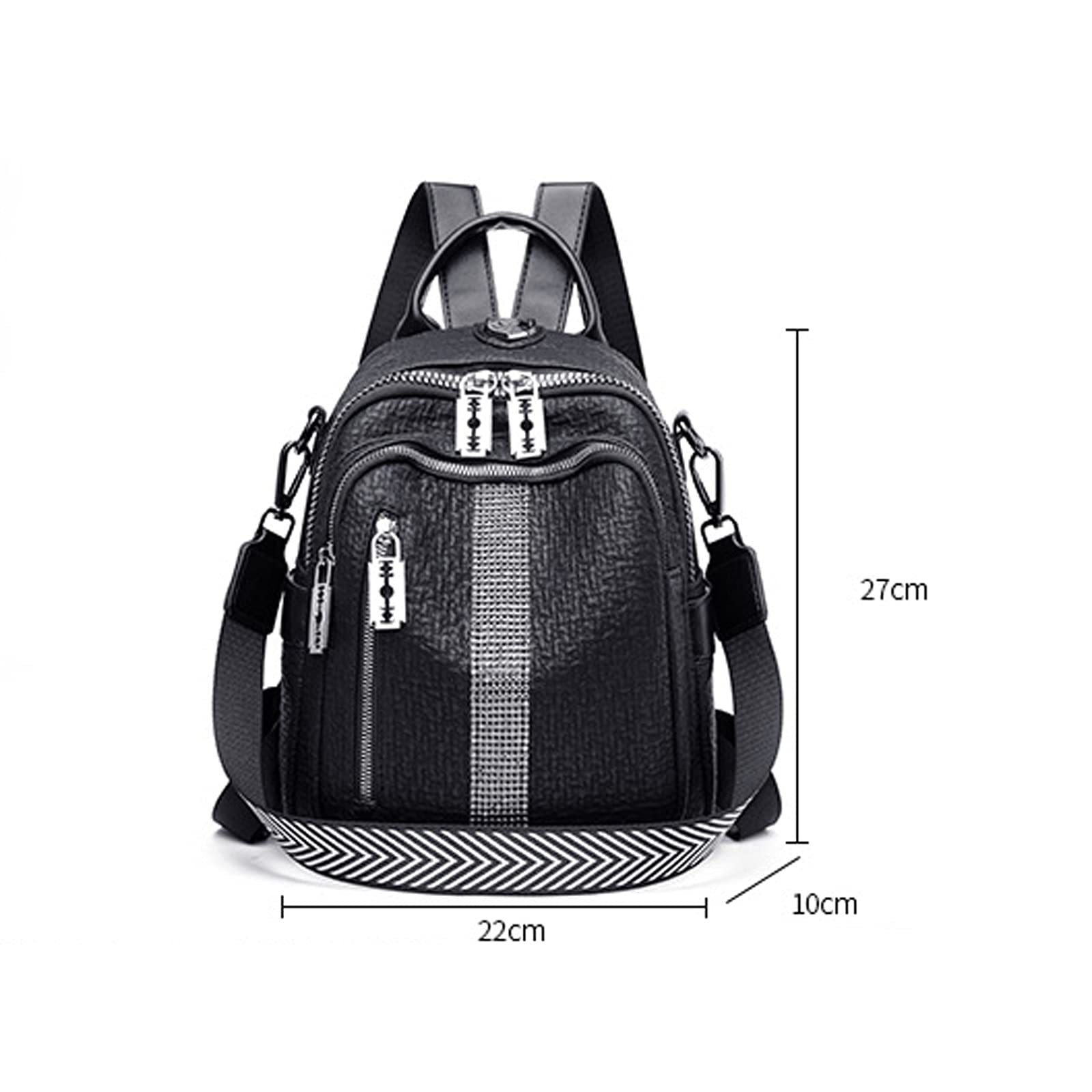 Stylish Psampa Leather Backpack for Women - Large Travel Backpack, Youth School Bag, Mini Diamond Design (Black) - Perfect for College, Work & Weekend Getaways