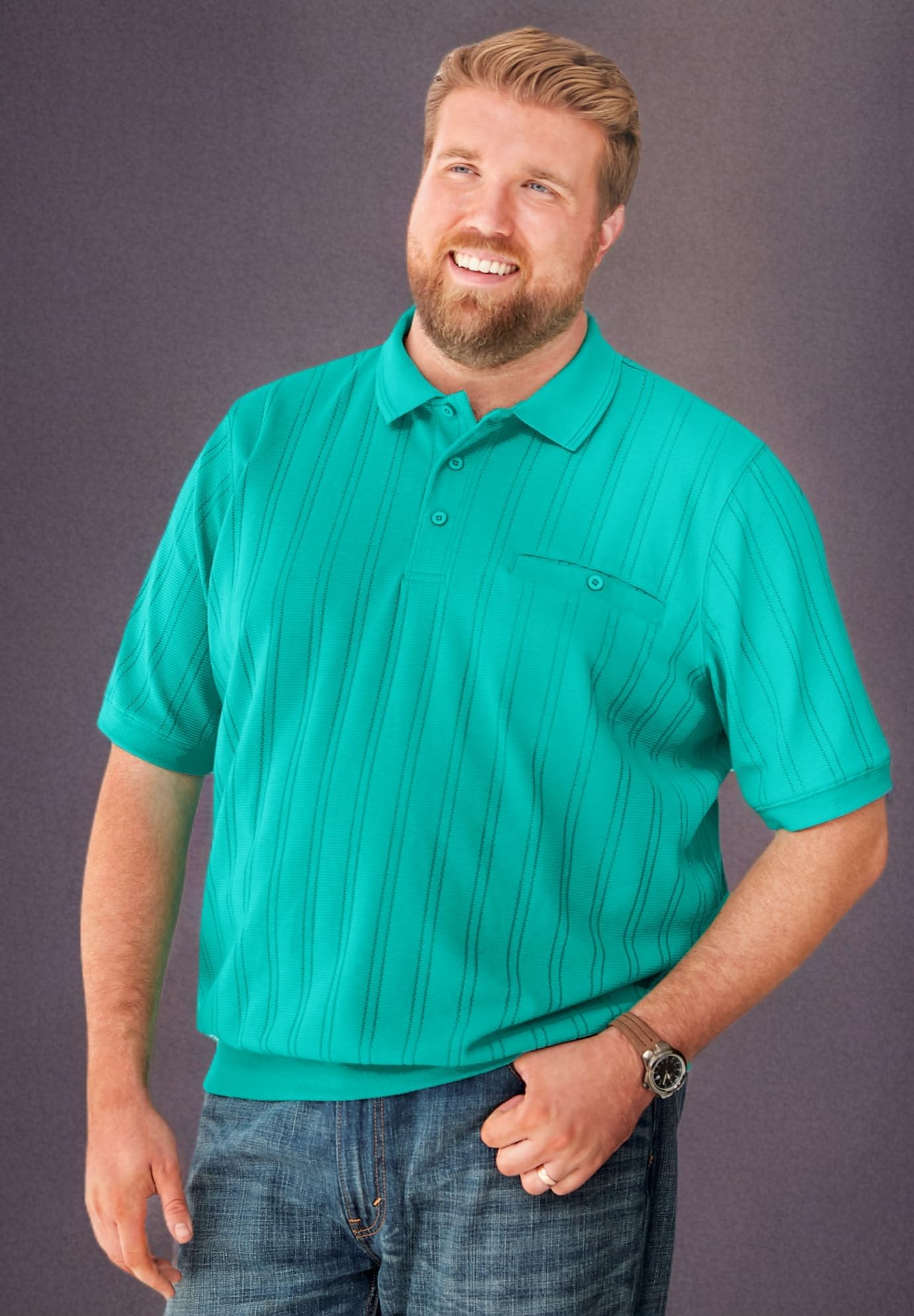 KingSize Men's Big & Tall Banded Bottom Polo Shirt - Comfortable Stretch Fit Casual Shirt for Work, Golf & Outdoor Activities
