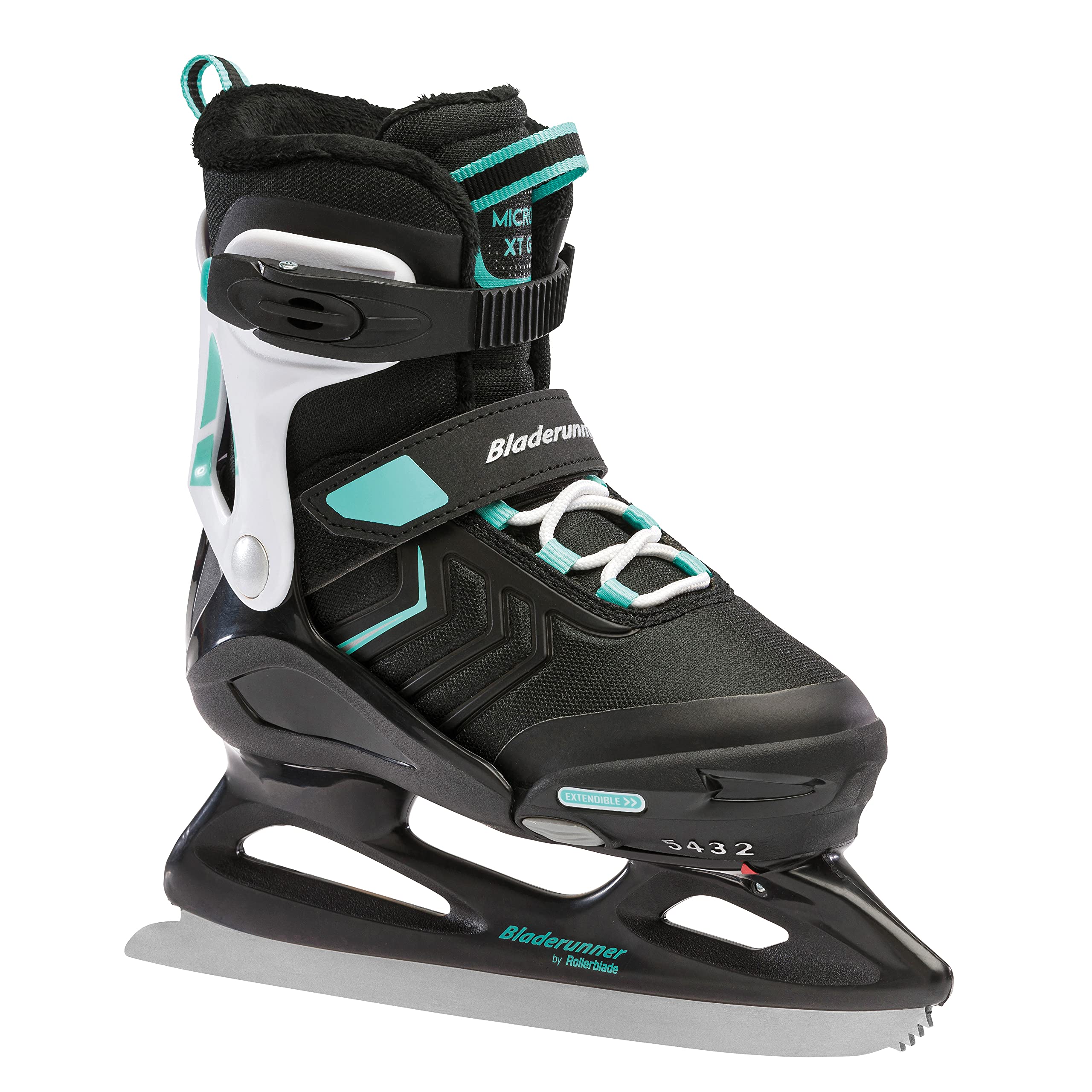 Rollerblade Bladerunner Ice XT Adjustable Girls' Ice Skates - Black & Teal - Perfect for Junior Figure Skating & Recreational Ice Skating