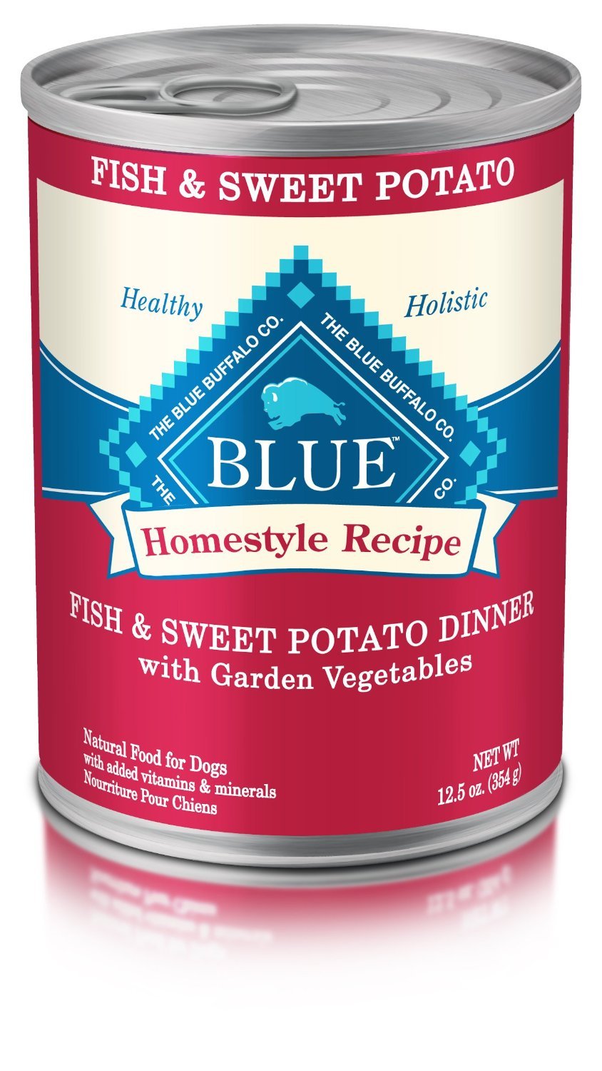 Blue Buffalo Homestyle Recipe Adult Wet Dog Food - Natural Ingredients, Fish & Sweet Potato Dinner with Garden Vegetables, 12.5-oz Can (Pack of 12) | High Protein Meal for Active Dogs, Perfect for Home Feeding & Travel