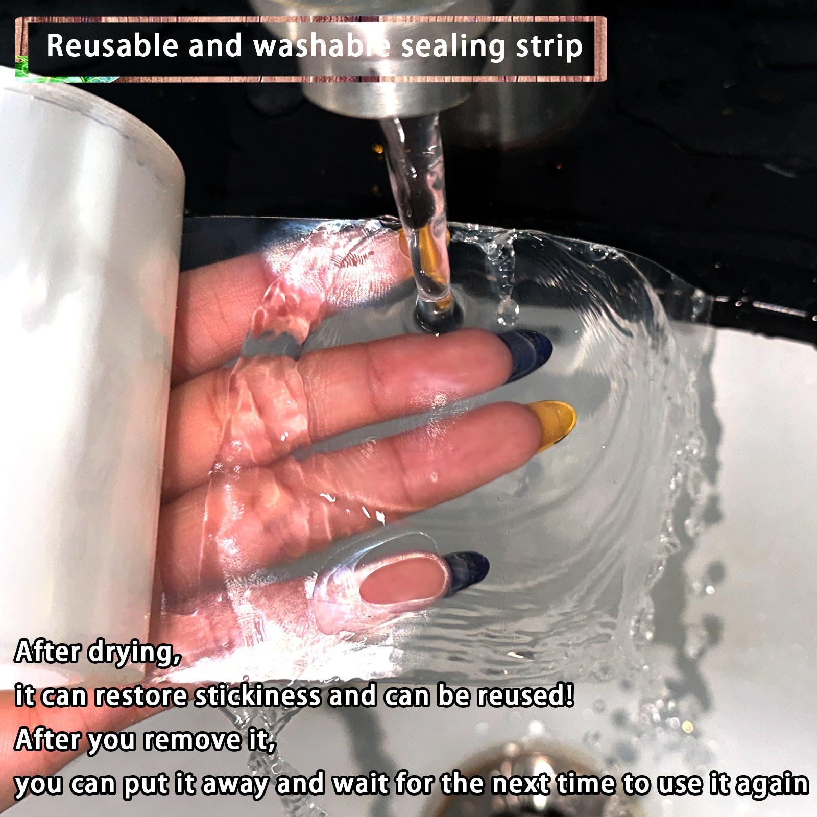 Reusable & Removable 3-Inch Wide Transparent Window Weather Sealing Tape - Waterproof AC Insulation, No Residue, Clear Multipurpose Adhesive - Perfect for Home, Office & RV Window Insulation