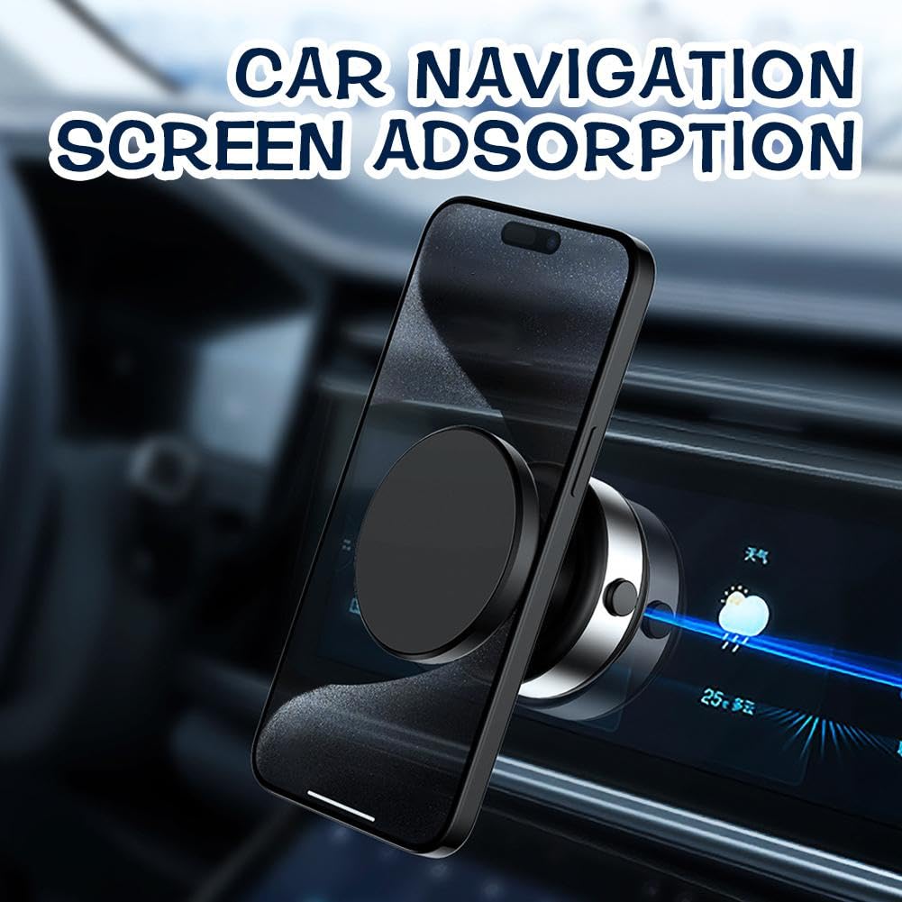 GINTBN 2024 Upgraded Magnetic Car Phone Holder - Strong Vacuum Suction & Secure Mount for iPhone, Samsung, Google Pixel - Perfect for Driving, Navigation & Hands-Free Calls