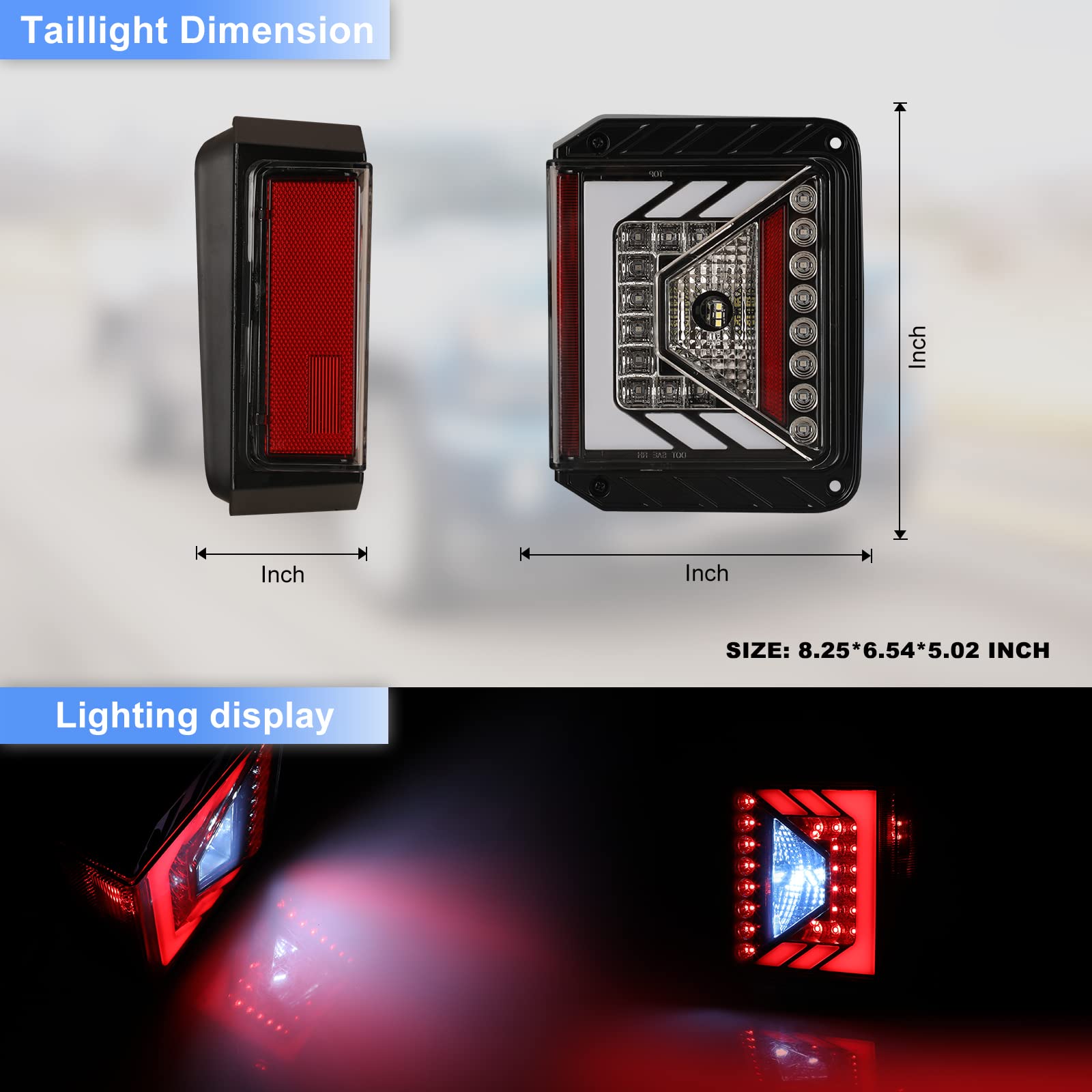 ROXX High Intensity LED Tail Lights for Jeep Wrangler JK JKU 2007-2018 - DOT Approved Clear Lens with Parking, Brake, Turn Signal & Reverse Functions | Perfect for Off-Roading & Night Driving