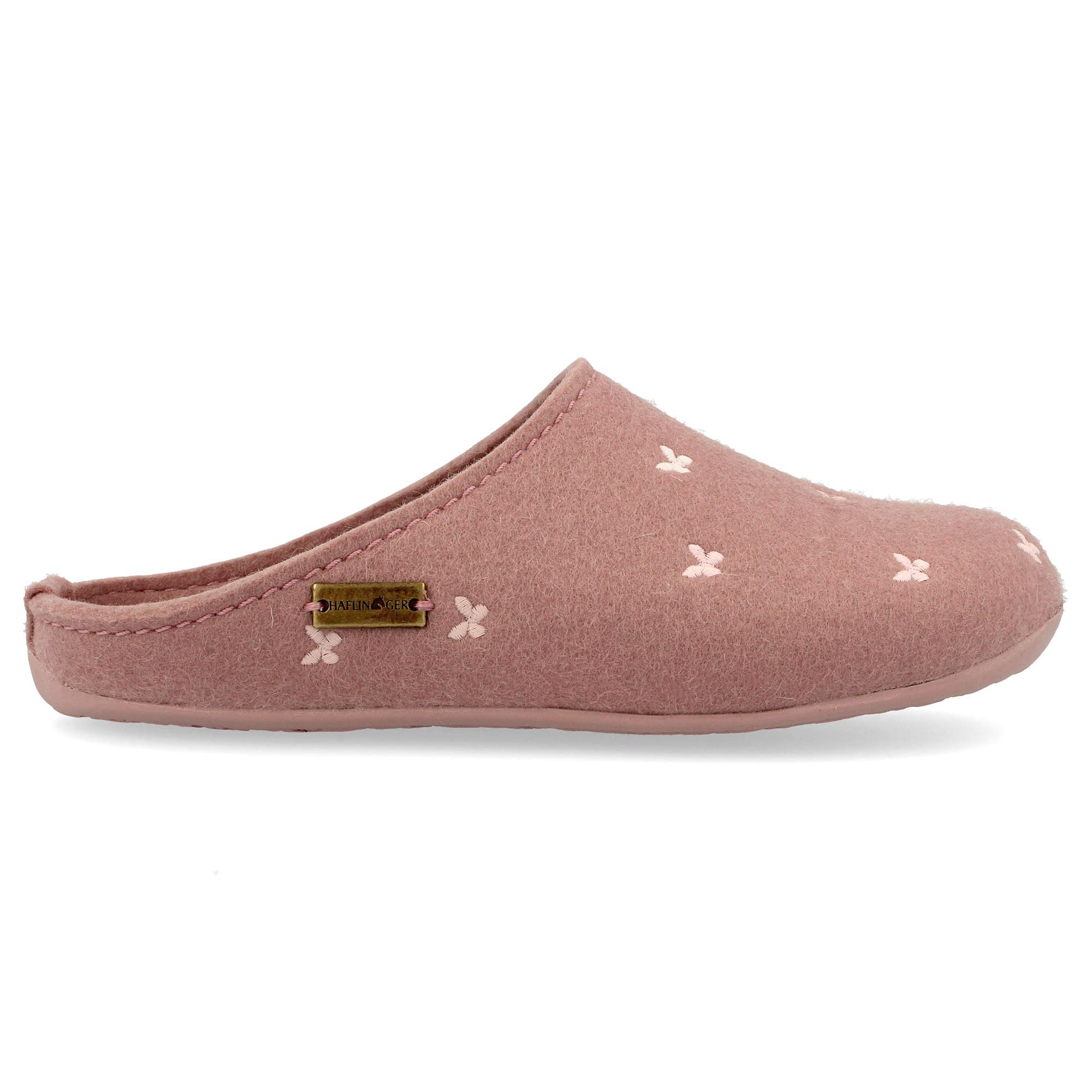 HAFLINGER Fafalline Wool Felt Butterfly Motif Women's Slip-On Mule Slippers - Cozy Indoor/Outdoor House Shoes for Women & Men - Perfect for Home, Office & Relaxation