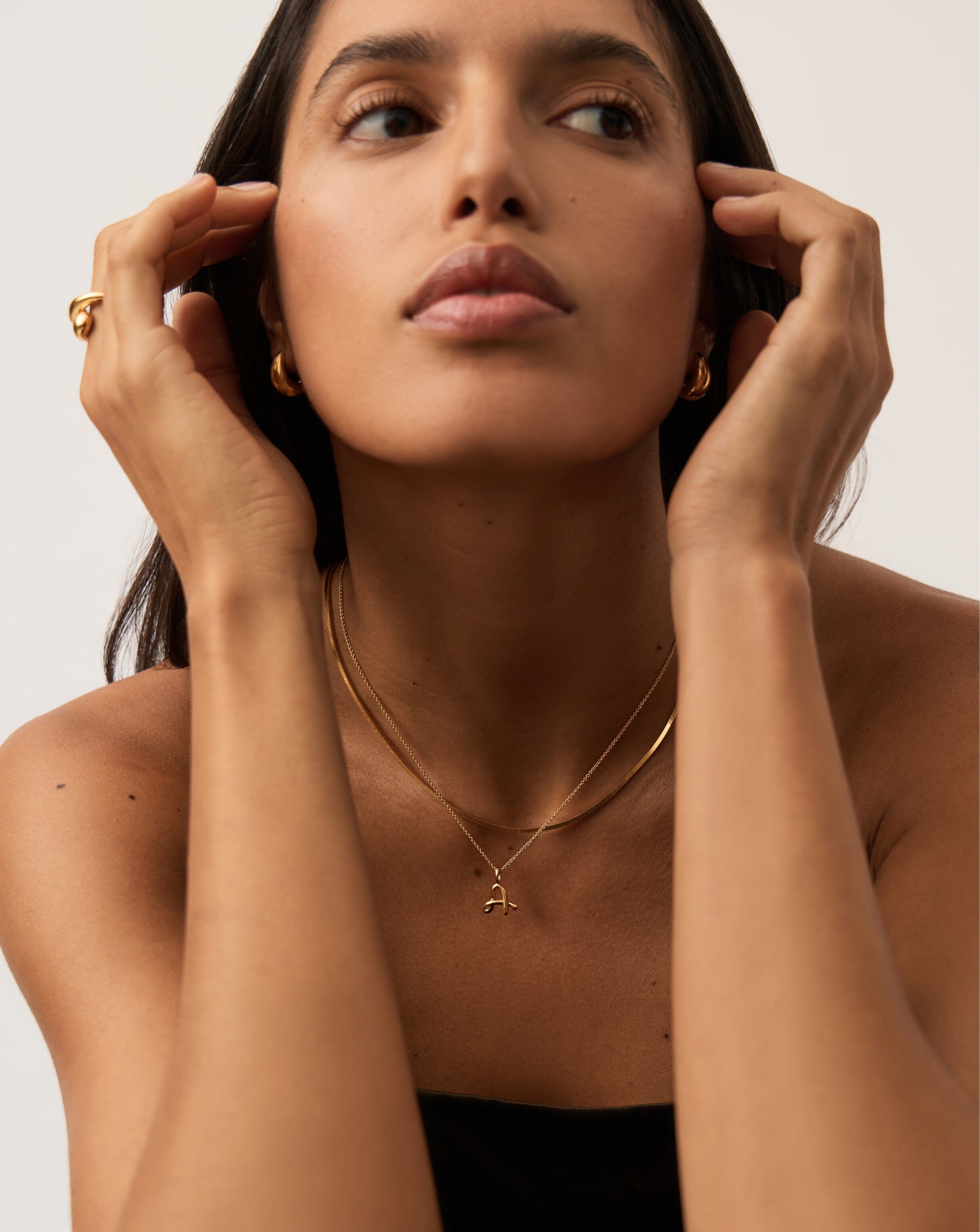 Curly Molten Mini Initial Necklace - Personalized A Letter Pendant in 18k Gold Vermeil - Perfect for Gifts, Anniversaries & Everyday Elegance