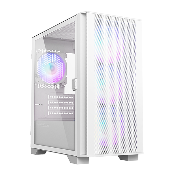 Montech Air 100 ARGB White mATX PC Case - Tempered Glass Side Panel, High Airflow Design for Gaming & Workstation Builds - Perfect for Home Office & Esports Setup