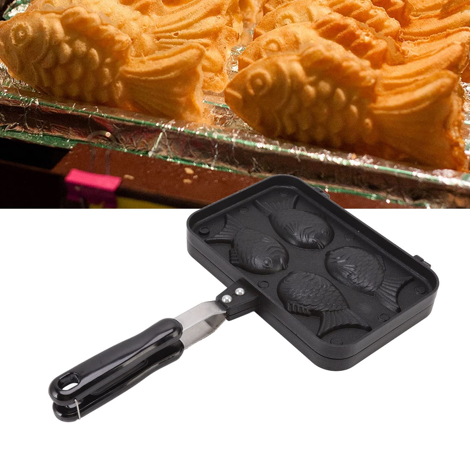 2-Sided Fish Shape Stainless Steel Waffle & Cake Mold - Non-Stick Bakeware Pan for Home Baking, DIY Cooking, Parties & Dessert Making - Perfect for Kids Birthday, Valentine's Day & Holiday Treats