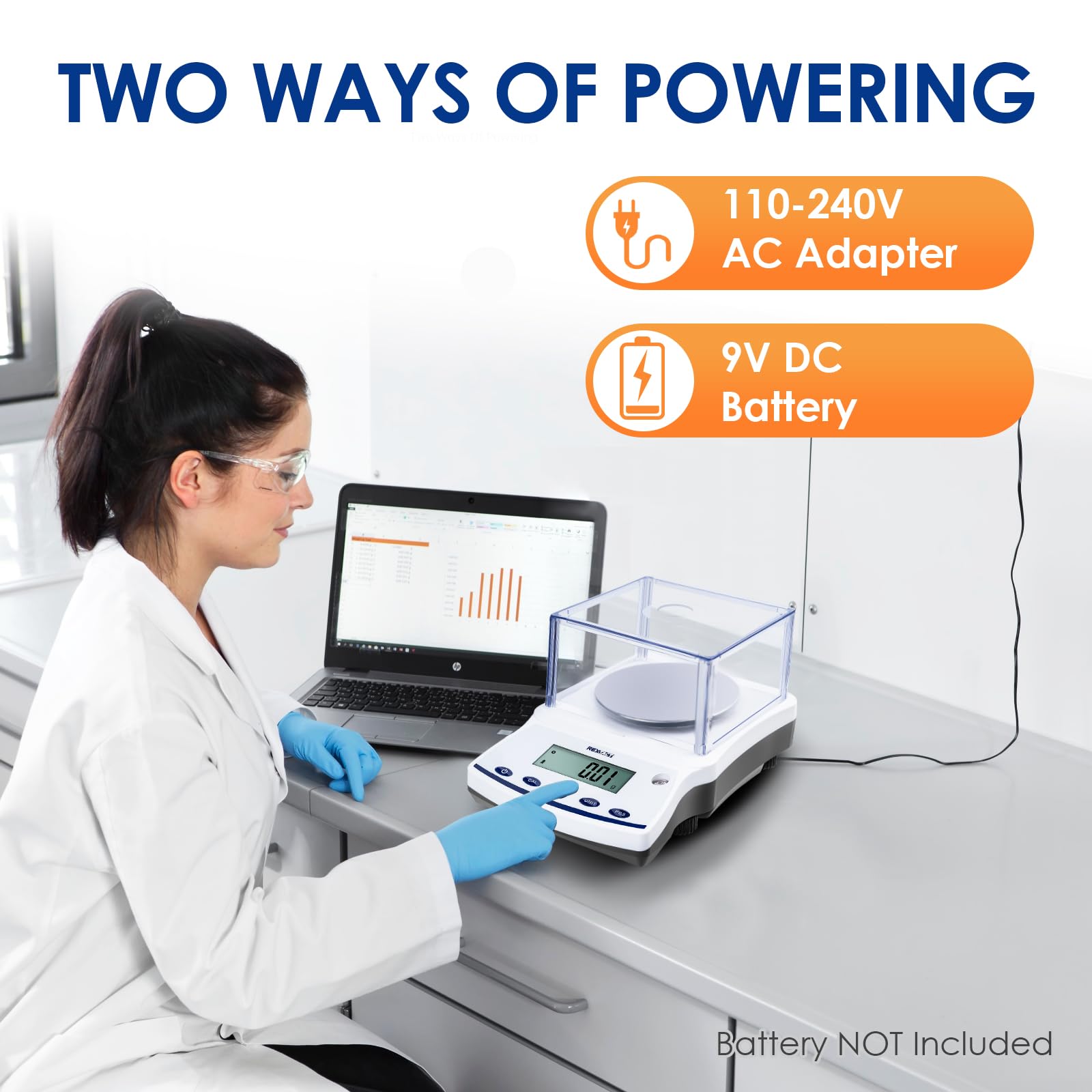 High Precision Digital Scale 0.01g x 3000g - Laboratory Analytical Balance with 0.01g Accuracy for Jewelry, Pharmacy, Chemistry & Industrial Use - Perfect for Scientific Research, Gem Weighing & Precise Measurements