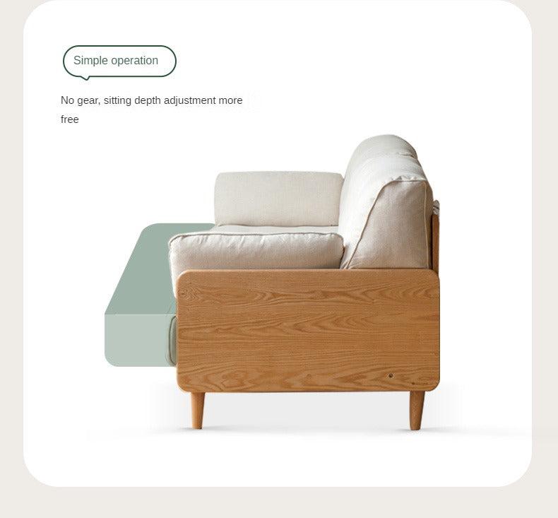 Solid Oak Wood Straight Fabric Sofa - Modern Living Room Furniture for Home & Office Comfort
