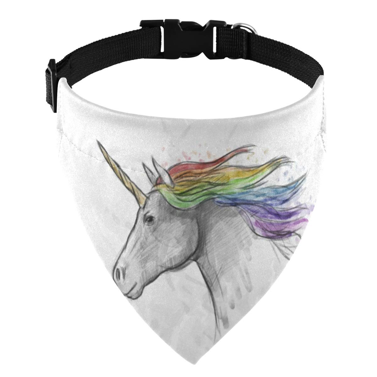 Adjustable Dog Collar with Detachable Unicorn Bandana - Breathable Puppy Scarf & Buckle Bib for Small Dogs and Cats - Perfect for Pet Fashion, Parties, and Daily Walks