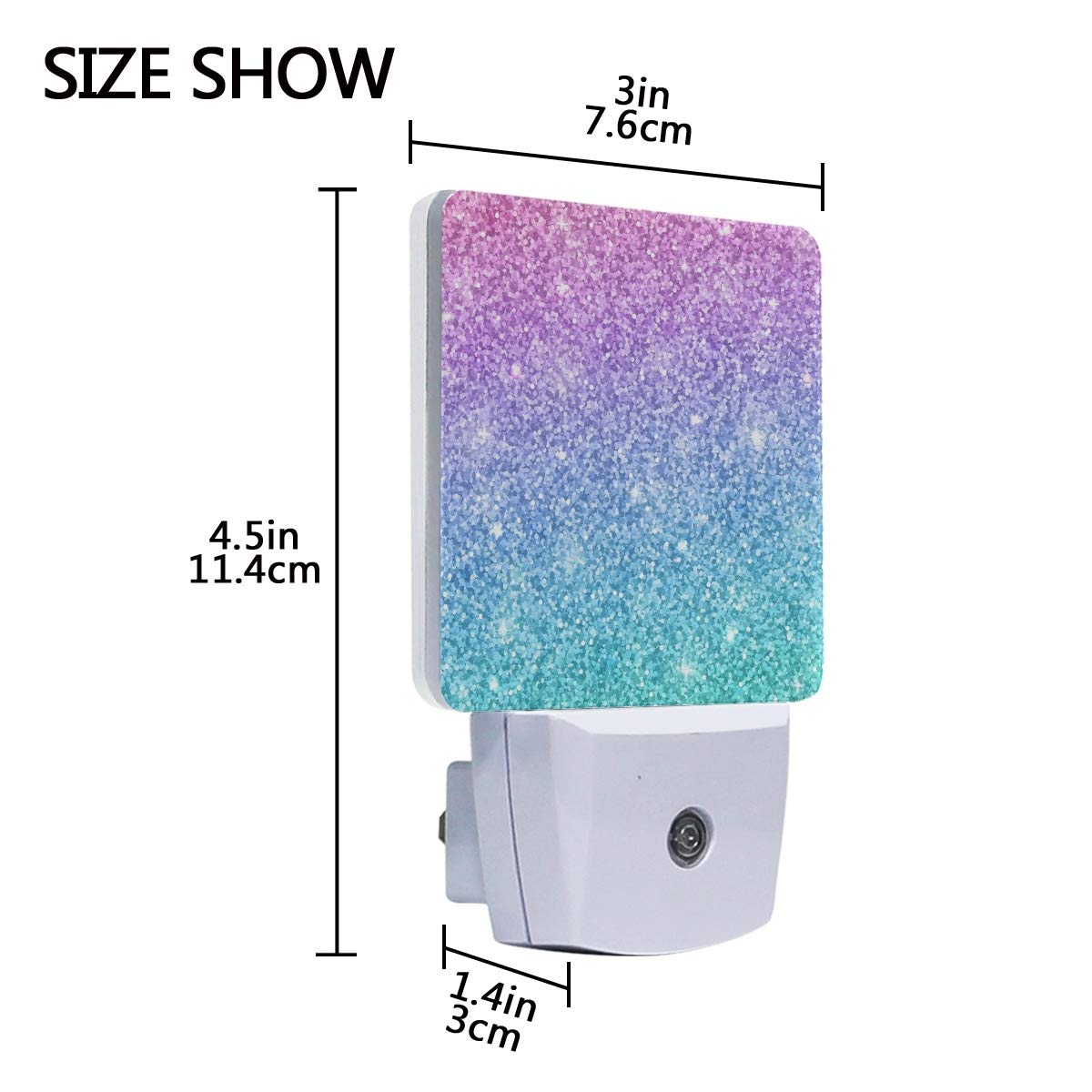 Pink and Blue Glitter Night Light Set of 2 - Plug-in Motion Sensor LED Lamp for Kids Room, Nursery, Bedroom, Hallway (Perfect for Nighttime Safety & Decor)
