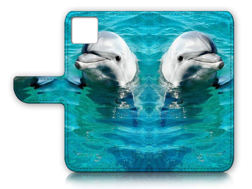 Dolphin Print Flip Wallet Phone Case for iPhone 12 & iPhone 12 Pro - Slim Protective Cover with Card Slots | Perfect for Everyday Use, Travel & Business Meetings
