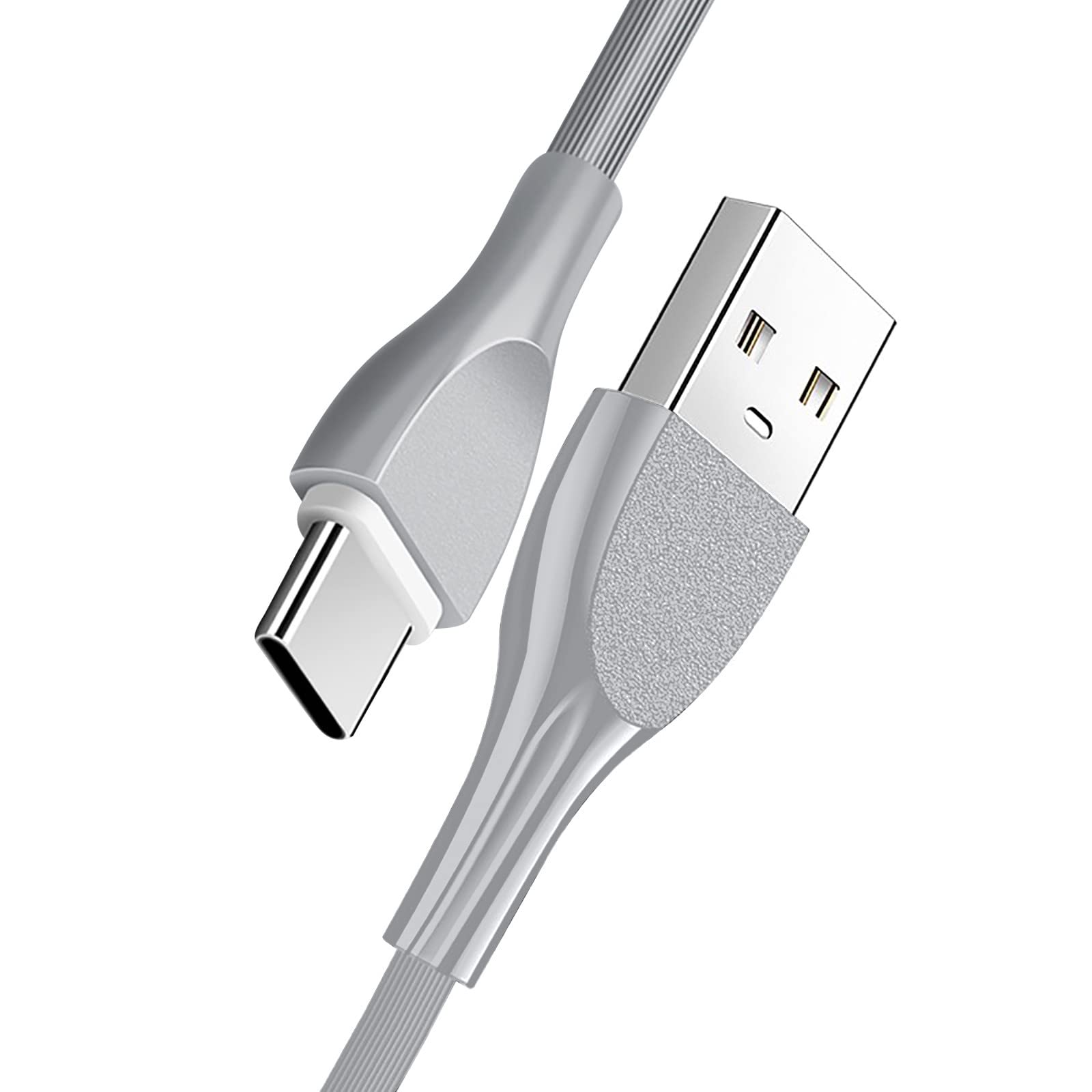 1M Fast Charging Silicone Data Cable for Android Phones - Flexible & Durable USB Charger Cord Compatible with Note 10 & Other Devices (Grey) - Perfect for Home, Office & Travel Charging Needs