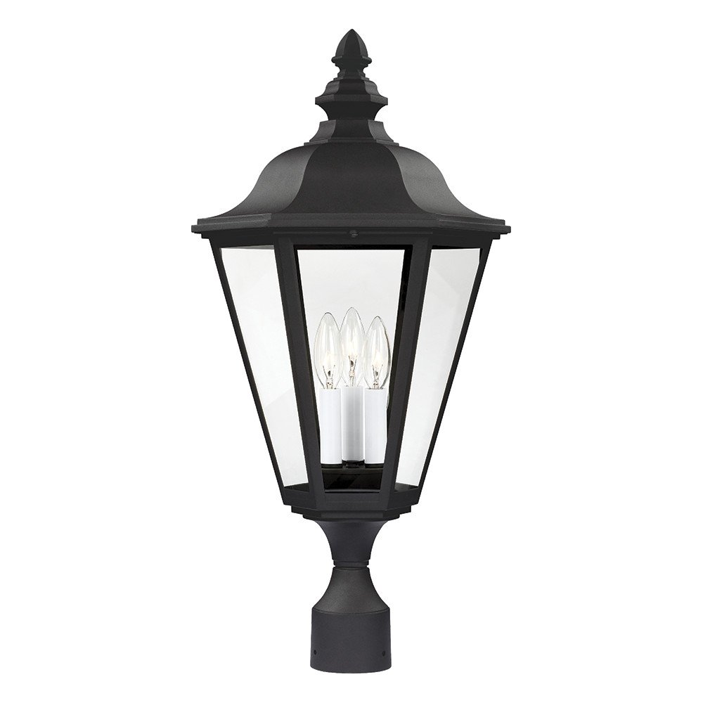 Sea Gull Lighting 8231-12 Brentwood Outdoor Post Lantern - 3-Light Black Exterior Fixture for Patio, Garden & Driveway Lighting