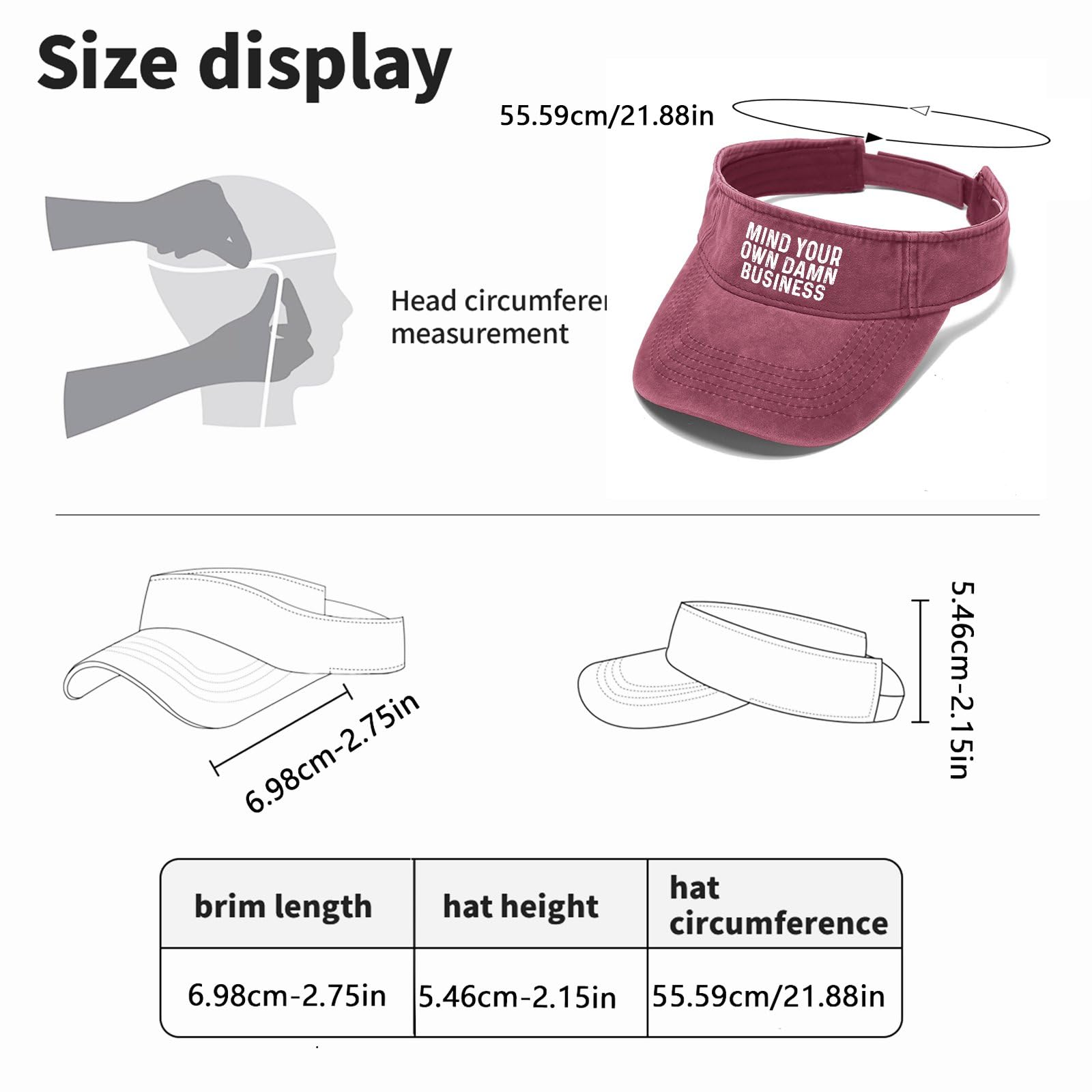 Mind Your Own Damn Business Baseball Cap - Sun Visor for Teens & Golf Hats - UV Protection Cool Adjustable Deep Rose Pink Hat - Perfect for Golf, Running, Outdoor Sports & Summer Fashion
