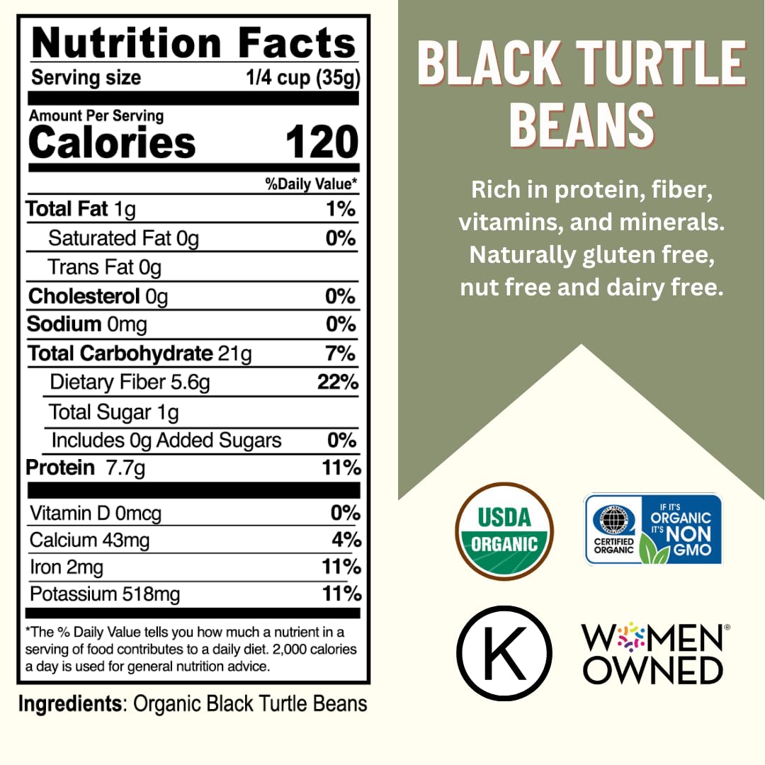 USDA Certified Organic Bulk Black Beans - 40 lbs | Non-GMO, Vegan, Plant-Based Protein & Fiber | Perfect for Soups, Stews & Meal Prep
