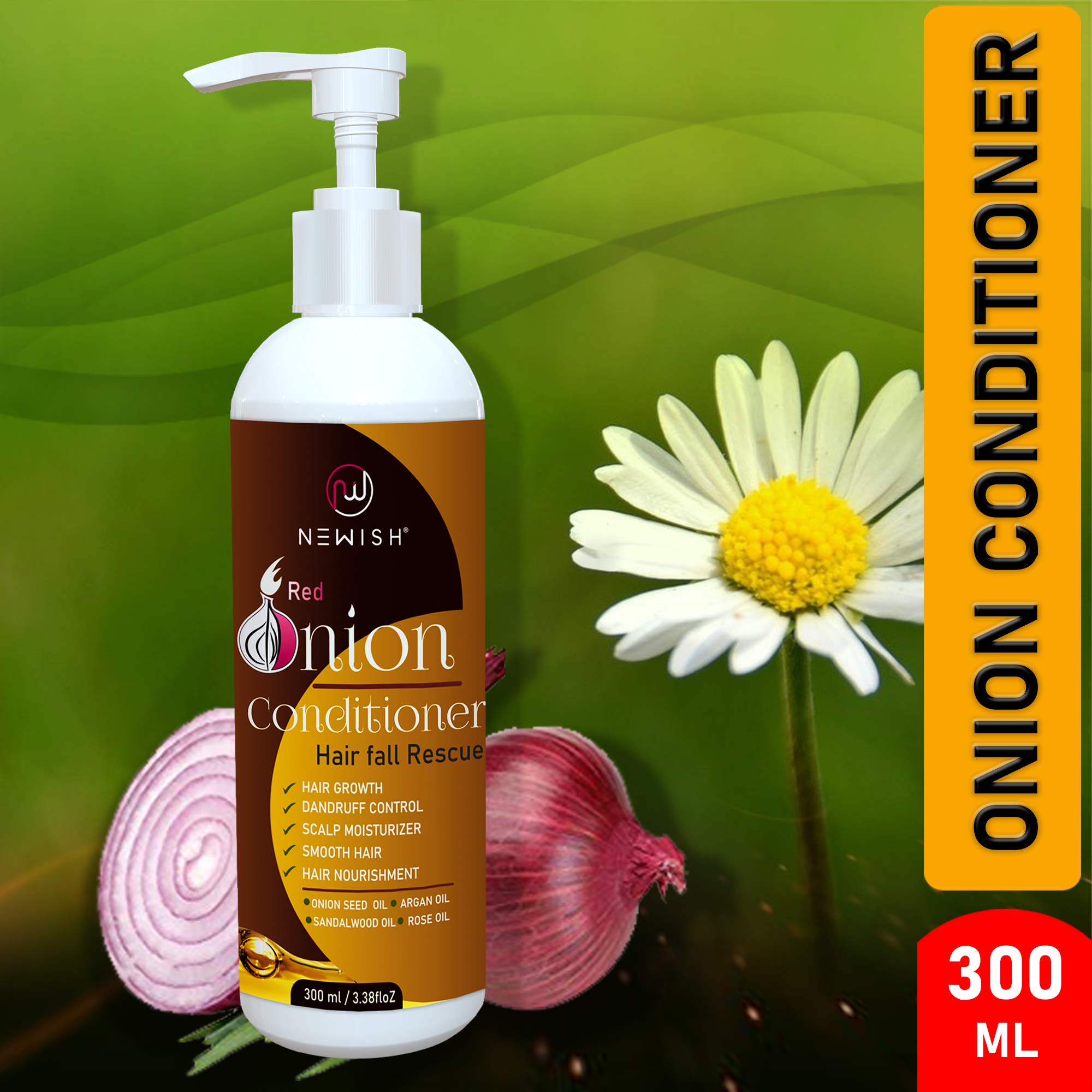 Natural Onion Hair Conditioner for Hair Growth & Scalp Care - 300ml for Women & Men | Promotes Thicker, Stronger Hair | Perfect for Daily Use & Damaged Hair Repair