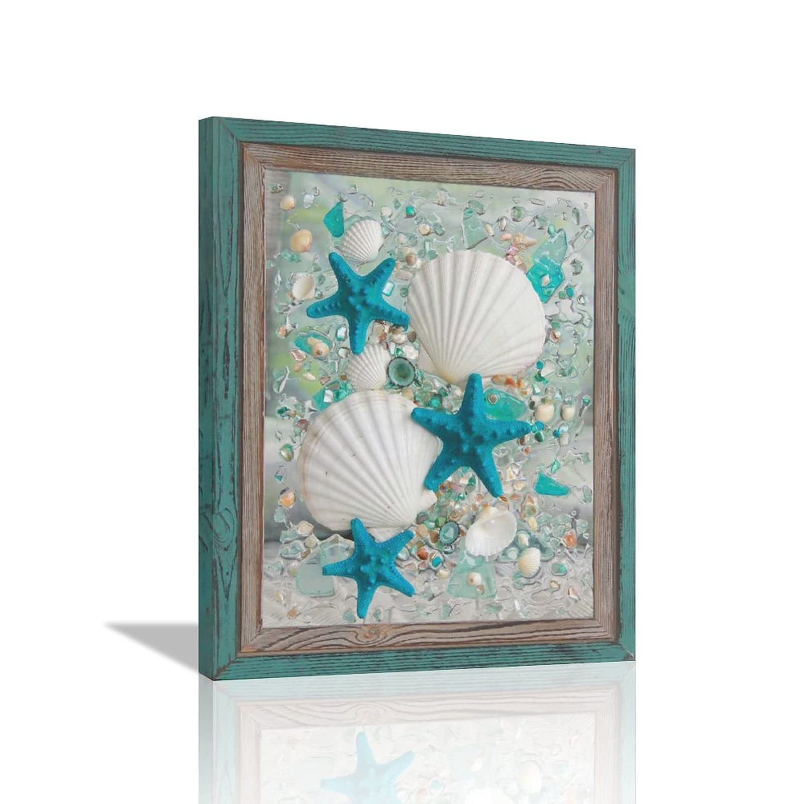 Citari Coastal Wall Art - Starfish and Shells Canvas Print | Beach Themed Decor for Bathroom, Bedroom & Living Room | Perfect for Coastal, Nautical or Beach House Style Interiors