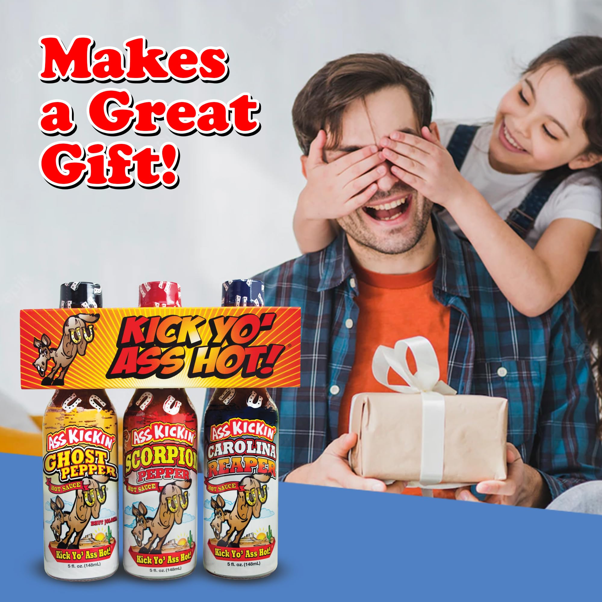 Kick Yo' Ass Hot Sauce Gift Set - Spicy Variety Pack [Region Free] - Perfect for Hot Sauce Lovers, Gifts & Party Favors