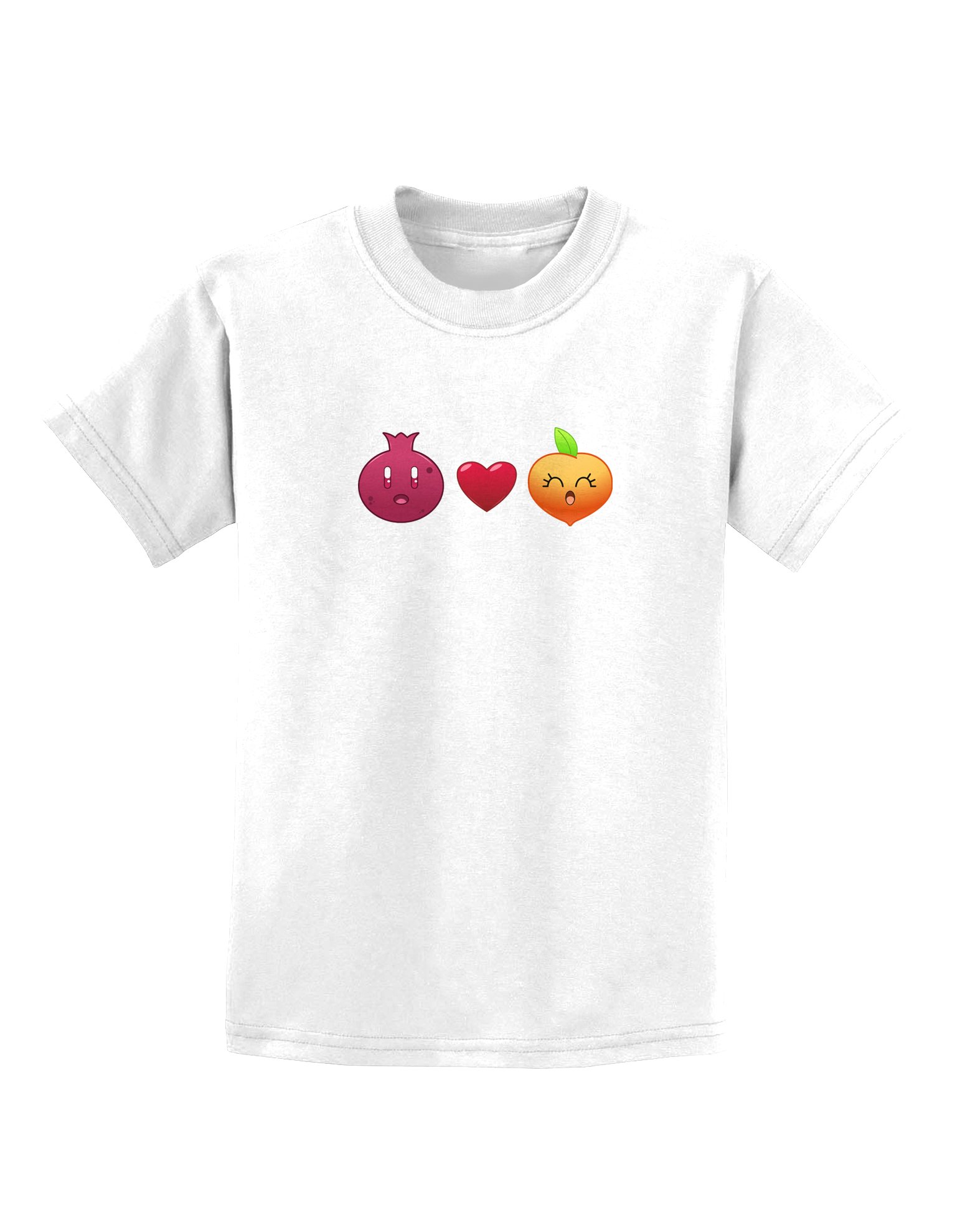 Kids' Pomegranate Heart Peach Graphic T-Shirt - Soft Cotton Tee for Boys & Girls - Perfect for School, Playdates & Casual Outings