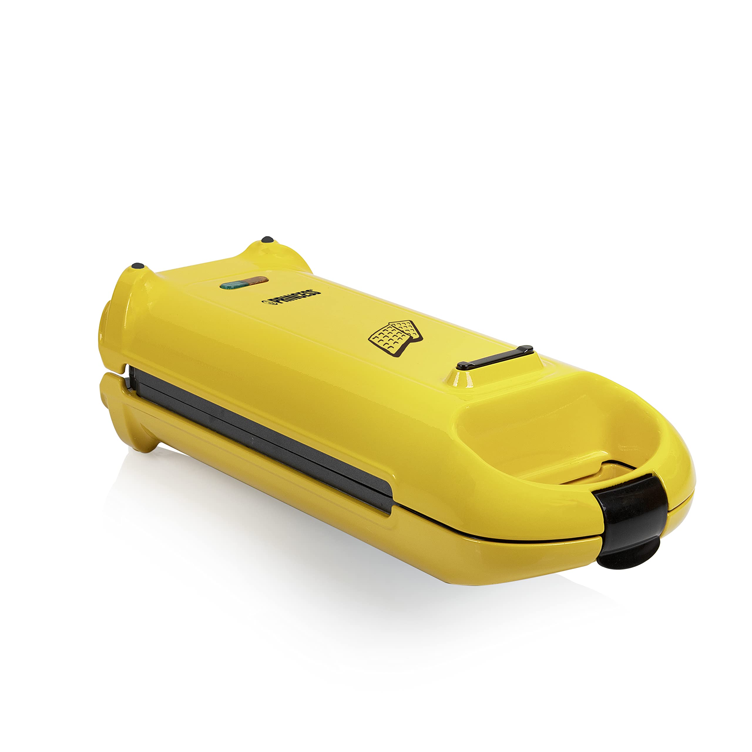 Princess Flip 132406 Waffle Maker - 2 Waffles at Once, Rotating Function, Yellow - Perfect for Breakfast, Brunch & Family Gatherings