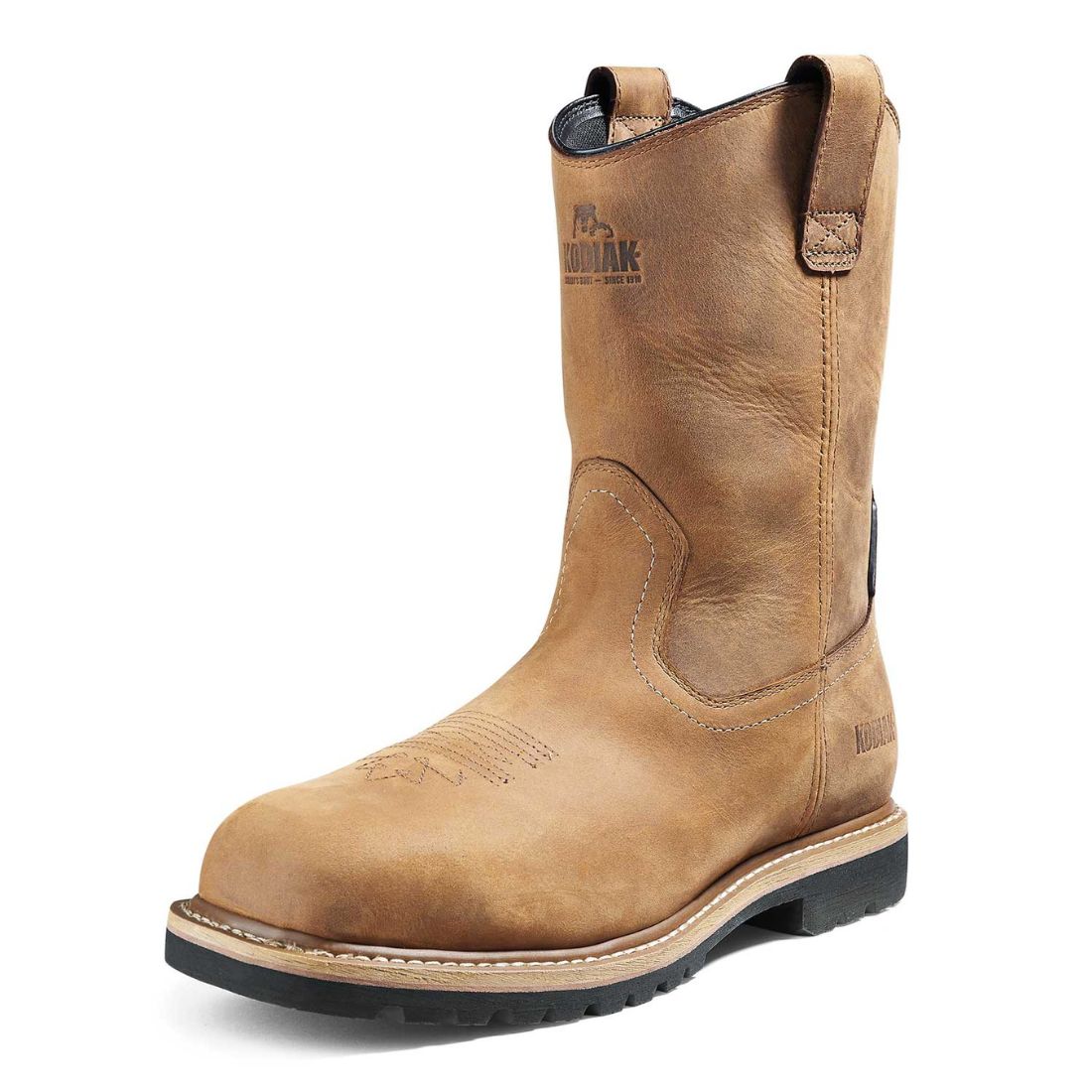 Kodiak Lundbreck 837CBN Men's Waterproof Composite Toe Work Boots - Slip Resistant Safety Shoes for Construction & Outdoor Work - Brown Pull-On Design