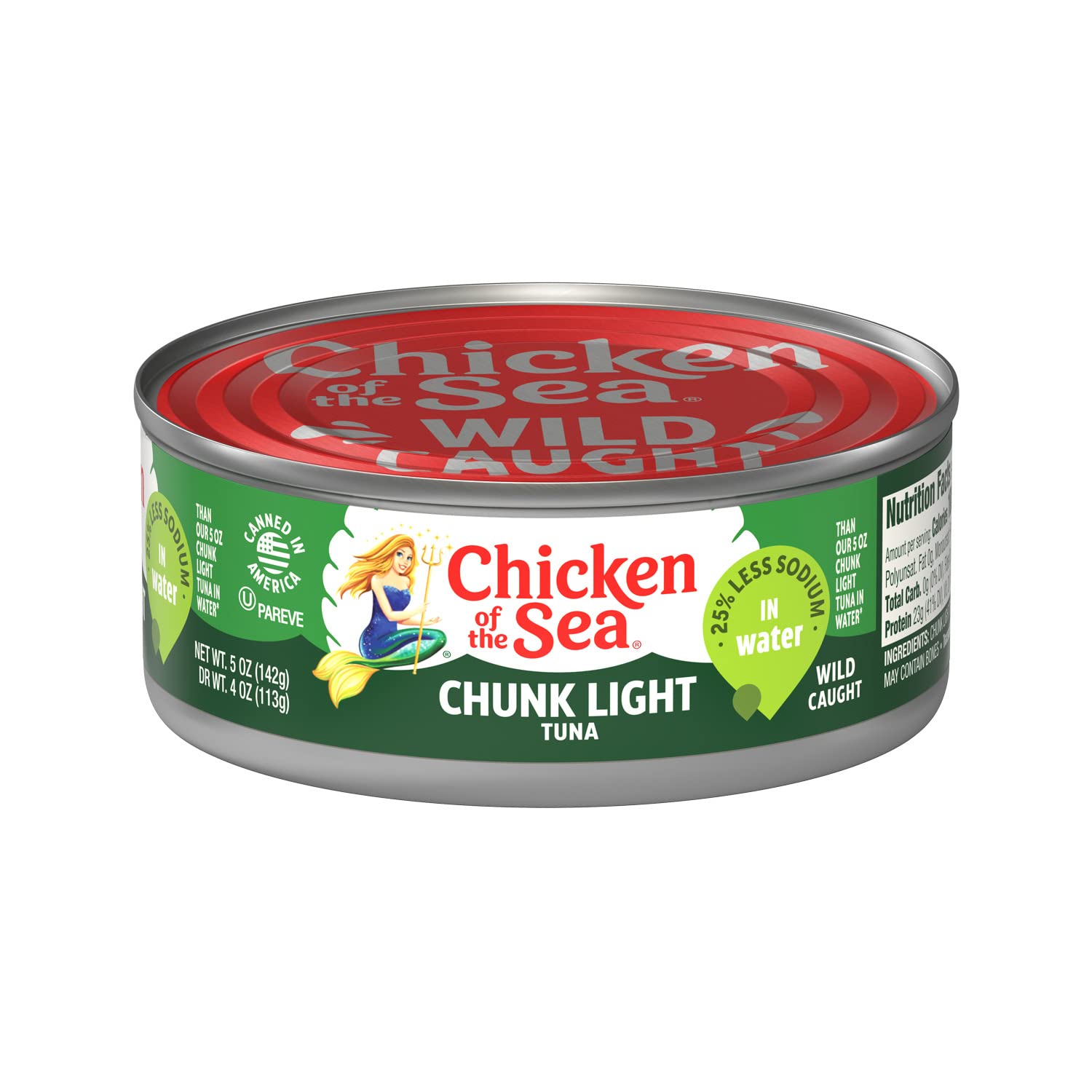 Wild Caught Chicken of the Sea Chunk Light Tuna in Water - 5 Ounce Can (Pack of 1) | Low Sodium Canned Tuna for Salads, Sandwiches & Healthy Meals