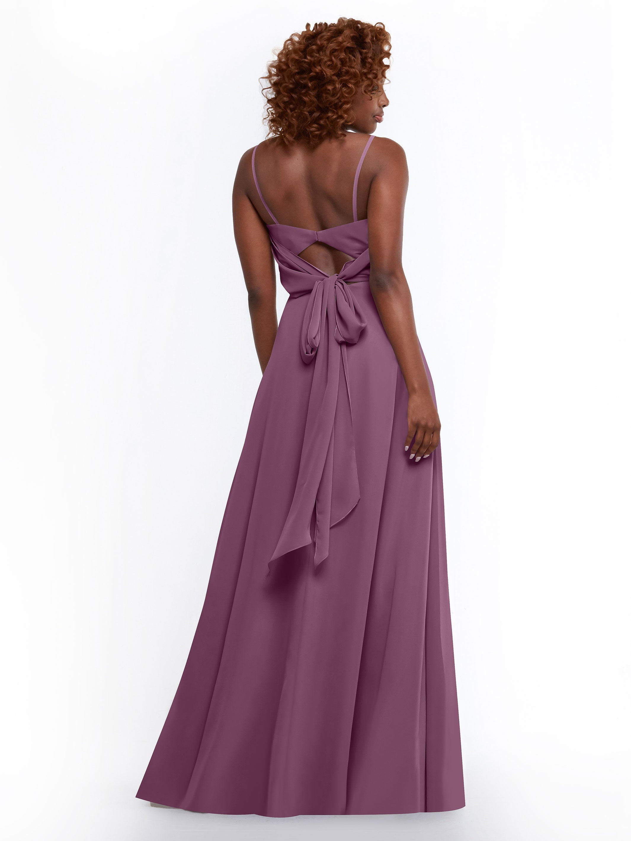 Elegant A-Line Bridesmaid Dress with Flowy Chiffon Skirt & Thigh High Slit - Perfect for Weddings, Formal Events & Special Occasions