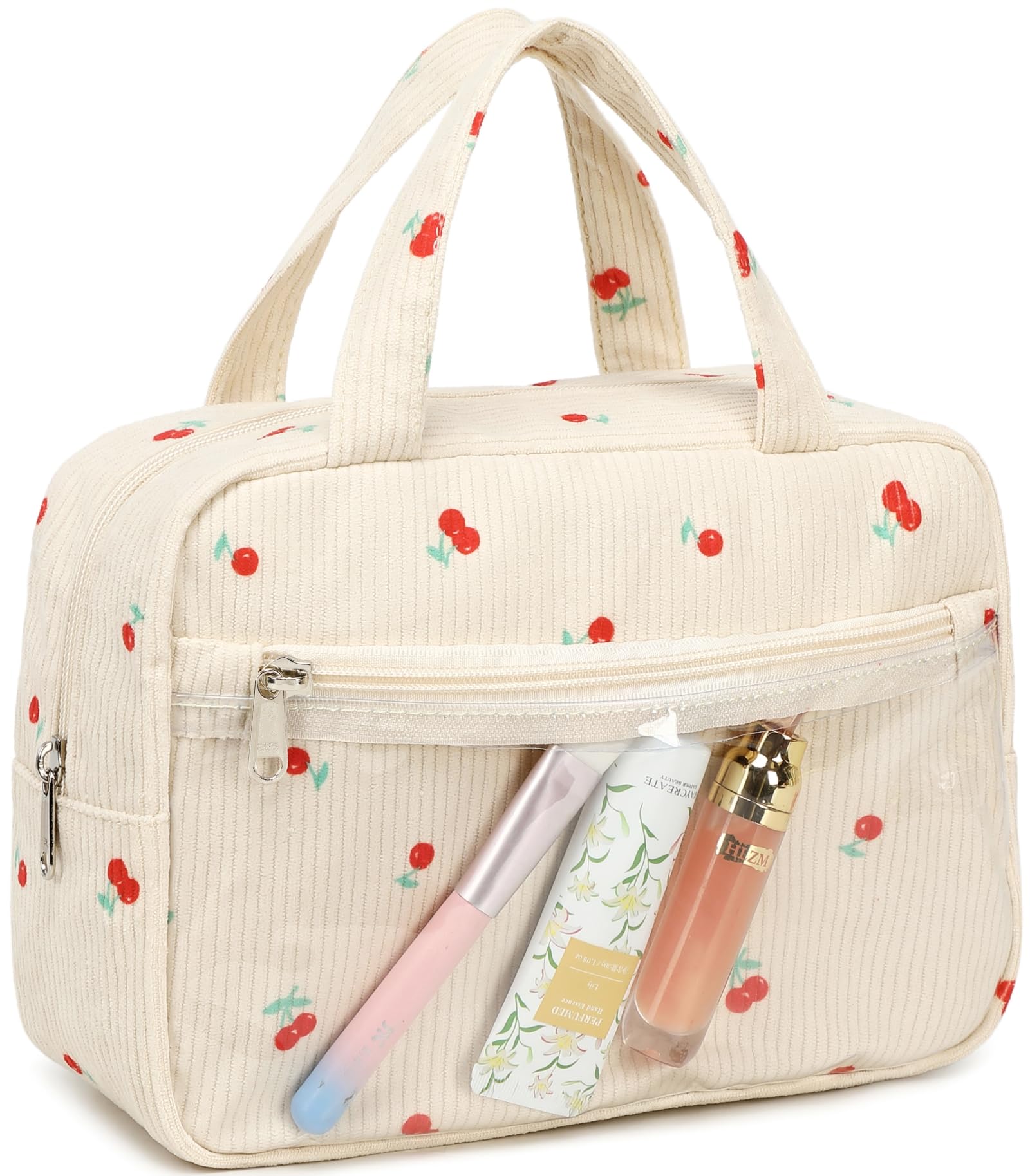 Stylish Corduroy Makeup Bag for Women & Girls - Travel Cosmetic Organizer with Zipper, Perfect Toiletry Pouch for Gifts, Daily Use & On-the-Go Essentials