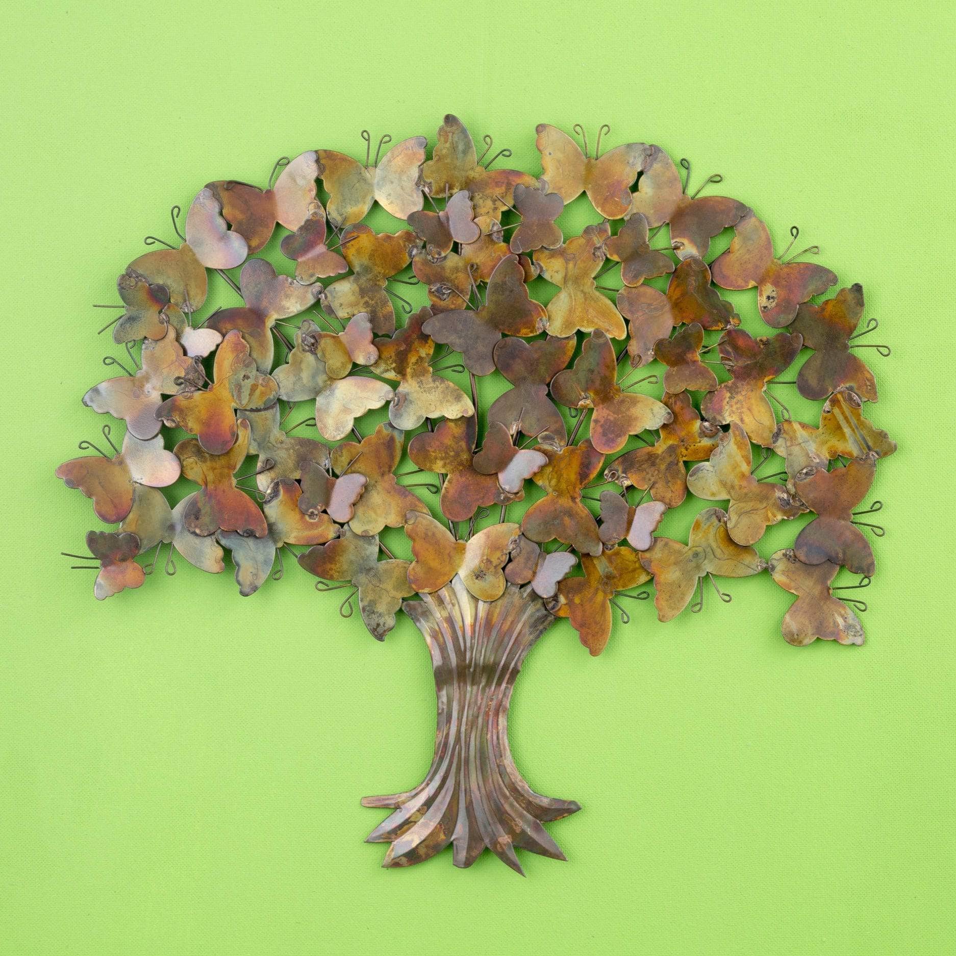 Butterfly Tree Wall Art - Handcrafted Flamed Wooden Wall Decor, 24 Inch - Perfect for Living Room, Bedroom & Nursery Decoration