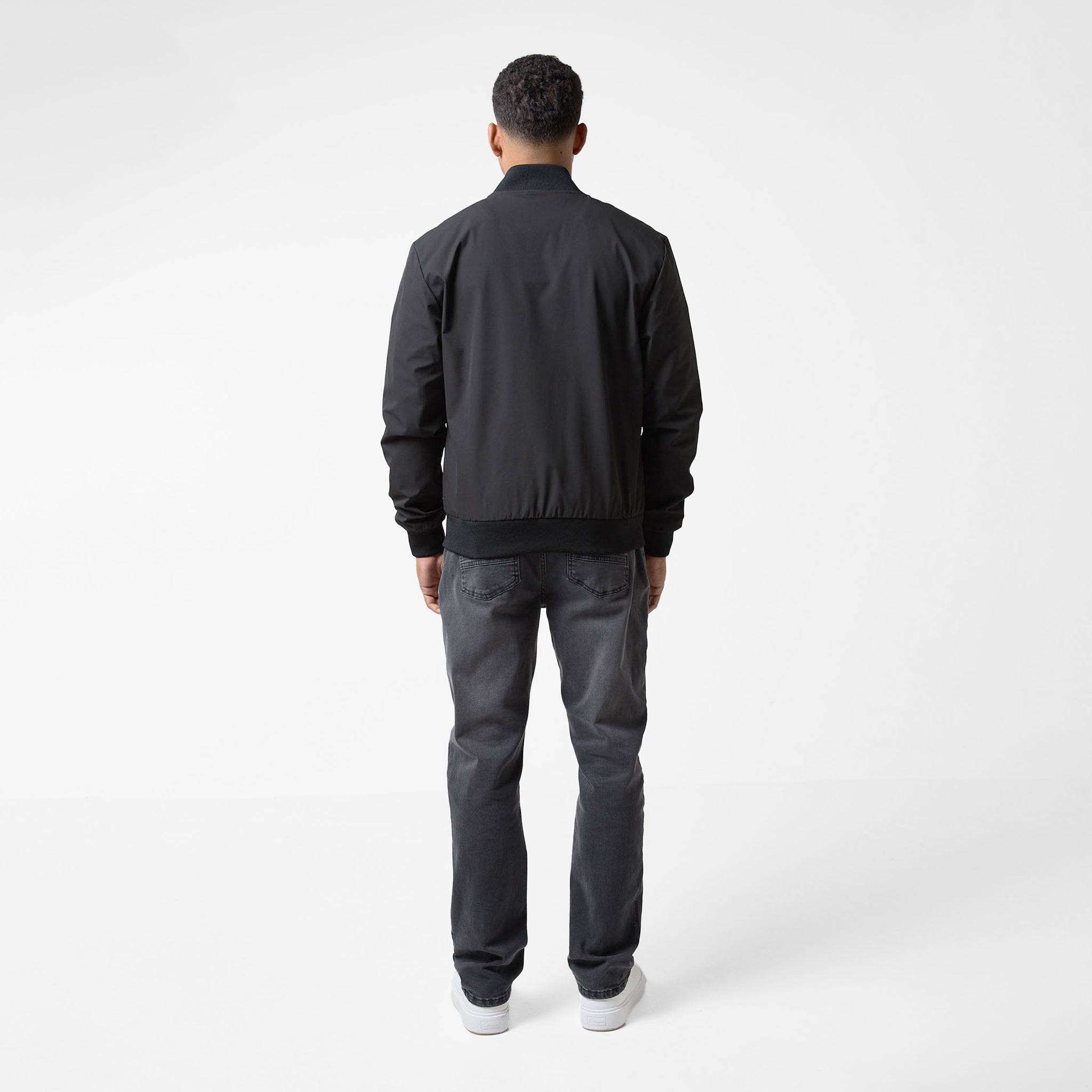 Men's Lightweight Ripstop Bomber Jacket - Black | Water-Resistant Windbreaker for Outdoor Activities & Casual Wear