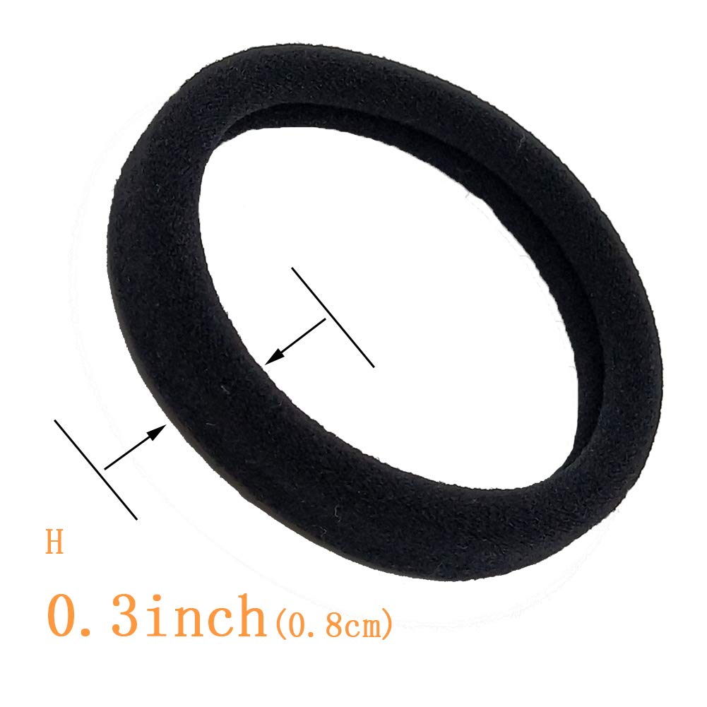 50PCS Black Large Hair Ties - Seamless Stretch Hair Bands for Women with Thin, Thick or Curly Hair - Soft Ponytail Holders for Everyday Use, Workouts and Hairstyling
