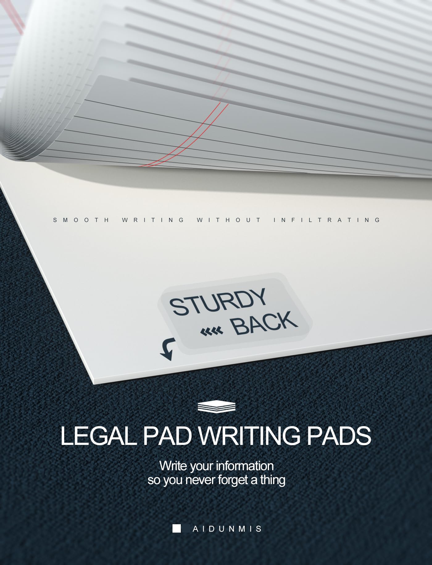 5x8 College Ruled Legal Notepads - 4 Pack White Office Writing Pads with 30 Sheets Per Pad, 80 GSM Paper - Perfect for Work, School & Meetings | Narrow Ruled Note Pads for Professionals & Students