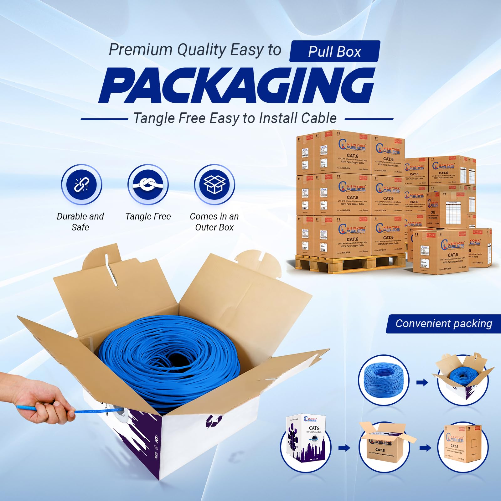 Premium CAT6 Plenum Cable 1000FT (CMP) - 23AWG 4-Pair UTP Ethernet Cable for 10GB & 550MHz High-Speed Networking - Ideal for Office, Data Center, Gaming & Home Theater Installations - Plenum Rated for Safety
