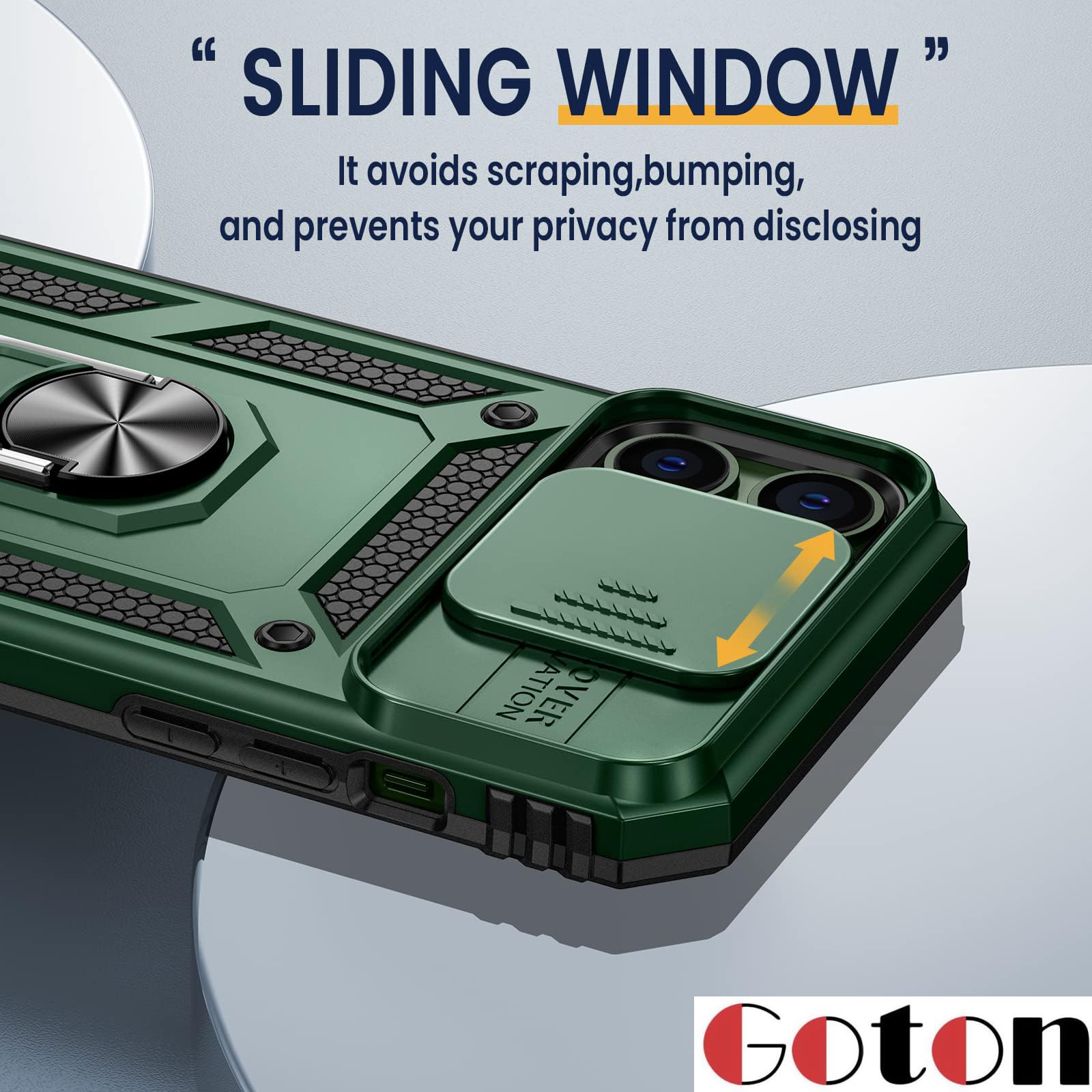 Military Shockproof iPhone 13 Pro Max Case with Rotating Stand & Magnetic Mount - Green Armor Protection for Outdoor & Driving