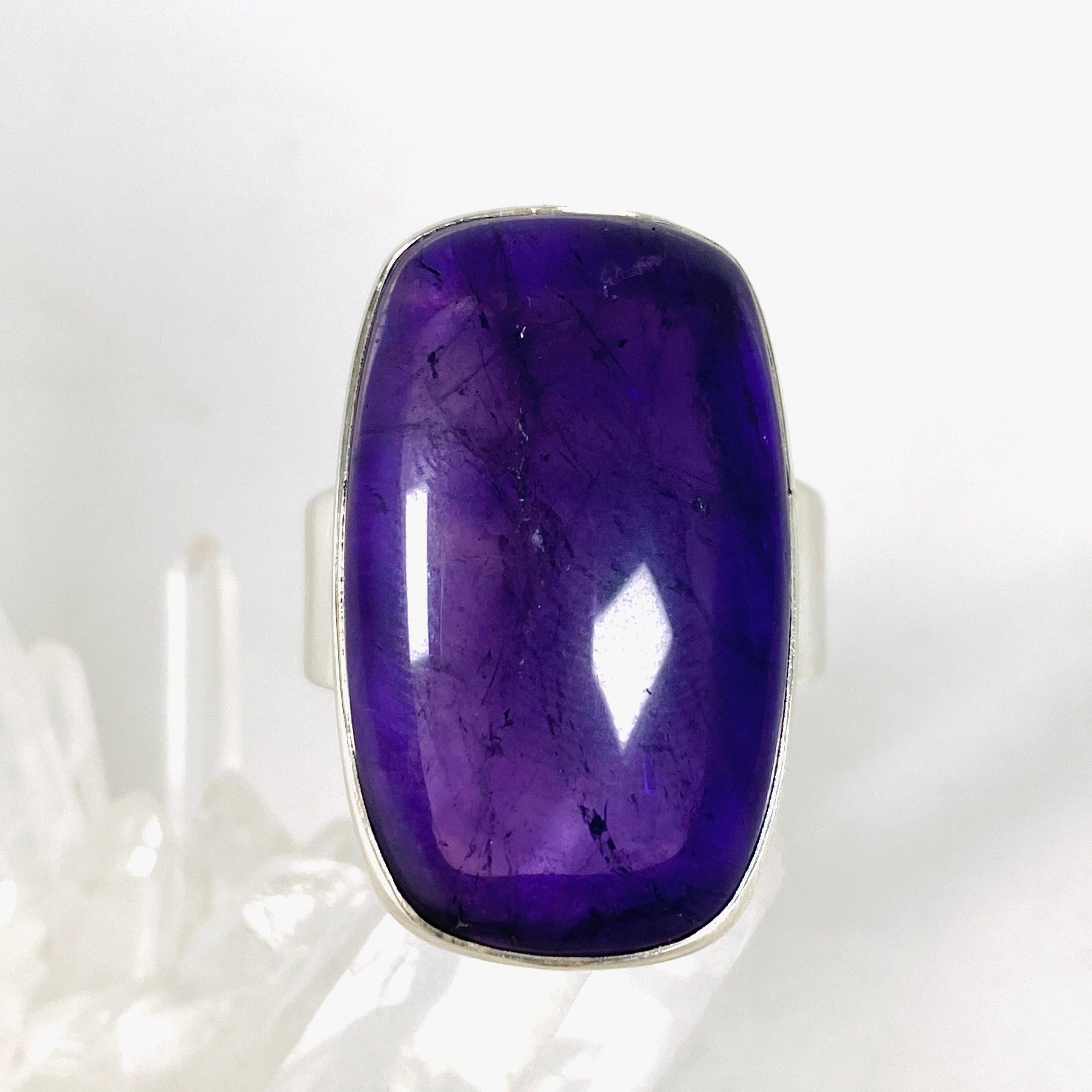 Amethyst Rectangular Ring for Women - Size 11 - KRGJ2949 - Elegant Purple Gemstone Jewelry for Everyday Wear & Special Occasions