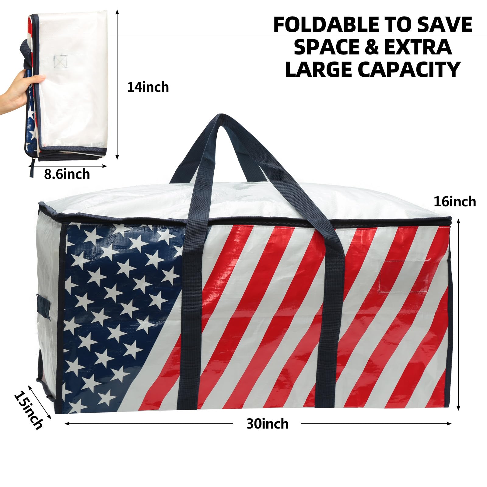 5 Pack Extra Large Heavy Duty Moving Bags - Waterproof Storage Bags With Zipper & Handles, Durable Tote Bags with Backpack Straps for Clothes, Travel, Camping & Moving (Alternative to Moving Boxes) - Perfect for Home Organization, College Dorm & Storage