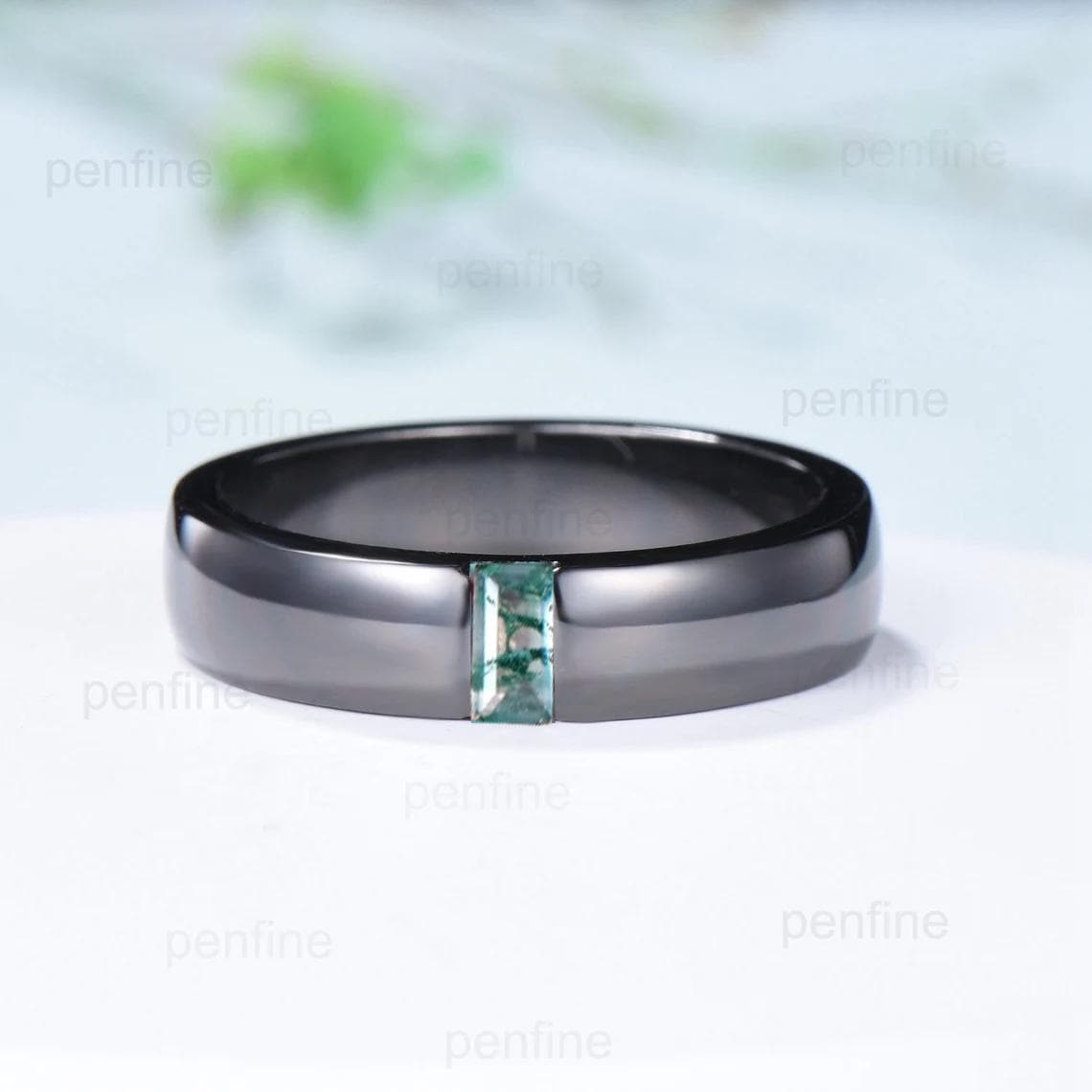 Black Gold Moss Agate Couples Ring Set - His & Hers Twig Wedding Bands, Nature Inspired Engagement Rings for Men & Women - Perfect Anniversary Gift for Outdoor Lovers & Boho Style Weddings