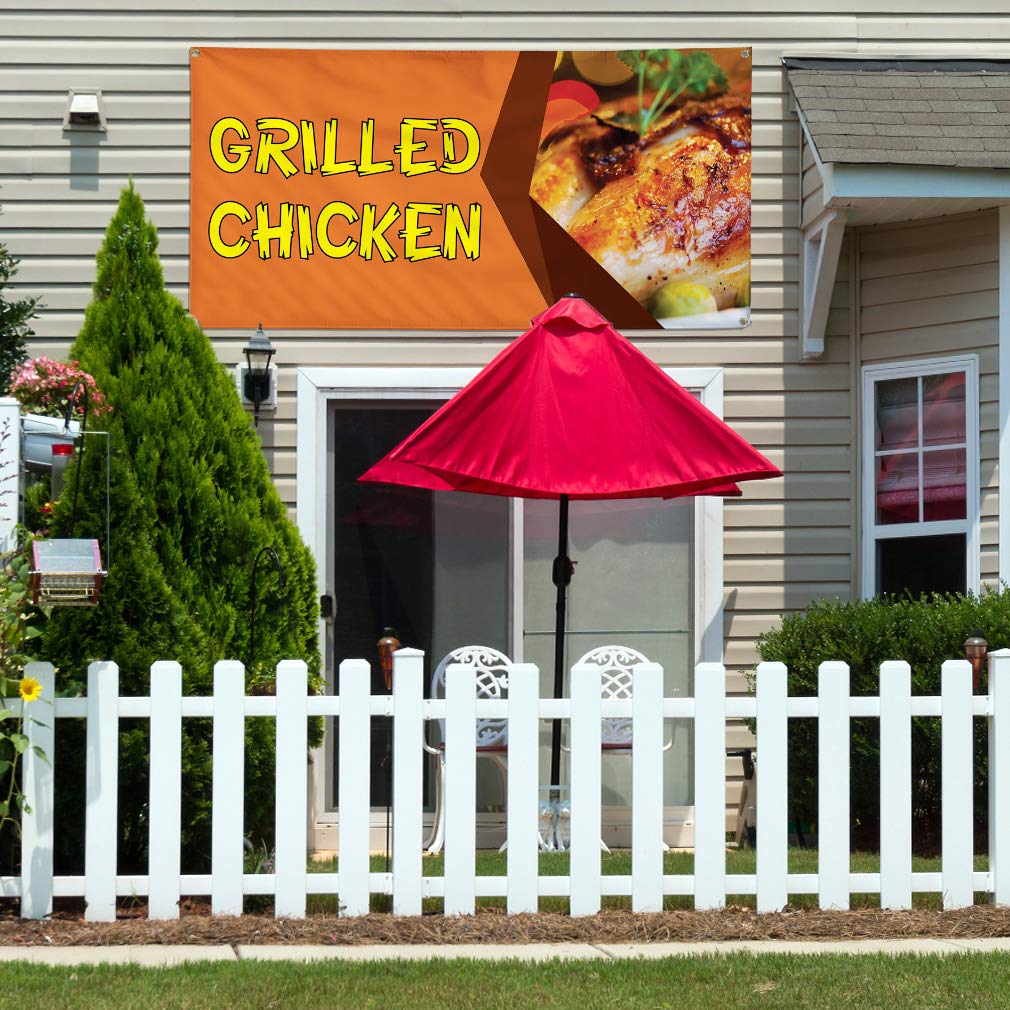 Vinyl Banner - 60x144 Inches Weatherproof Outdoor Advertising Sign with 10 Grommets for Restaurants, Grilled Chicken Promotion & Industrial Yard Signs (Multiple Sizes Available) - Perfect for Food Trucks, Events & Business Advertising