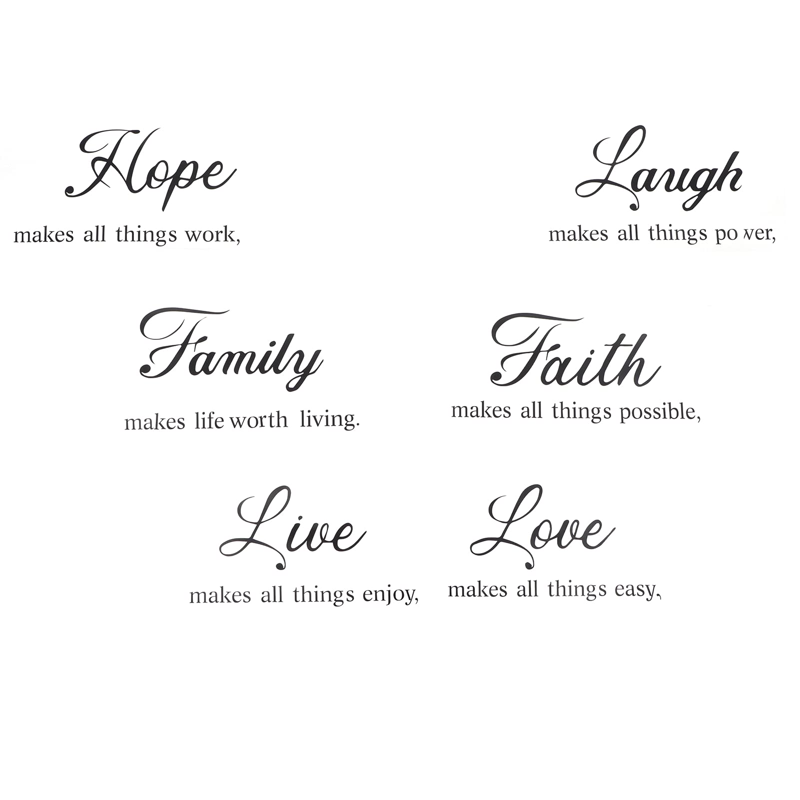 Alvinlite 6-Piece English Letter Wall Stickers Set - Removable Decorative Wall Decals for Bedroom, Home & Office Decor - Perfect for Nursery, Dorm Room & Workspace Backgrounds