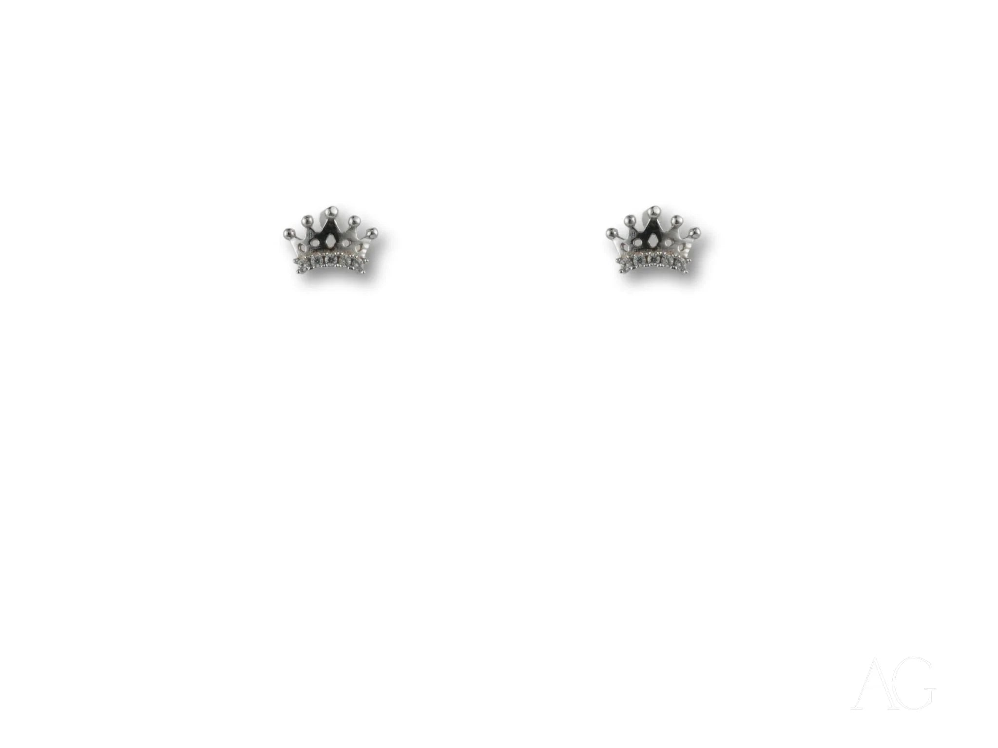 18K White Gold Crown Earrings for Women - Royal Spark Elegant Jewelry - Perfect for Weddings, Parties & Special Occasions