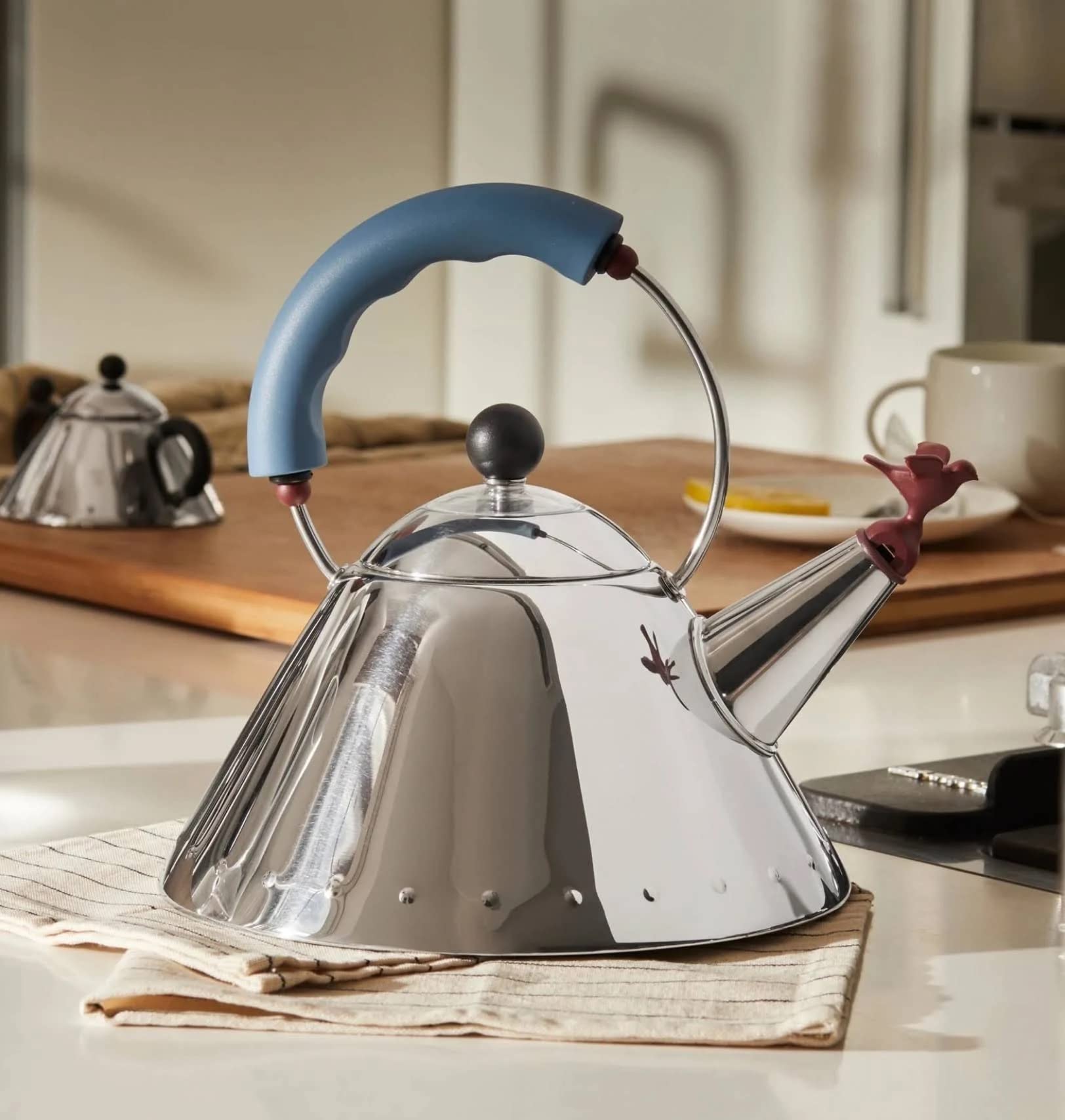 Alessi 9093 Stainless Steel Whistling Tea Kettle with Bird Shaped Whistle - Perfect for Home Kitchen, Tea Brewing & Gift Giving