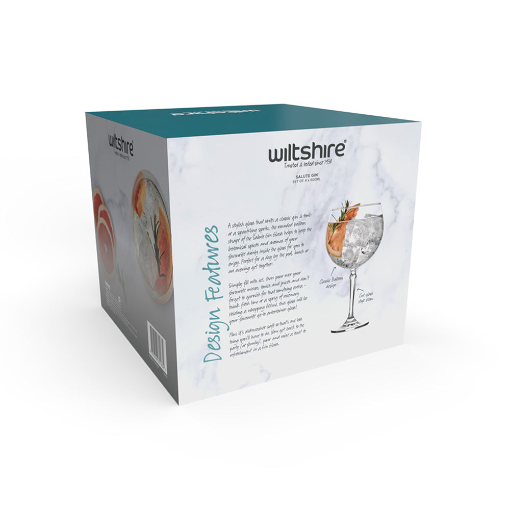 Premium Salute Gin 600ml - Set of 4 Bottles | Crafted with Juniper Berries & Botanicals | Perfect for Cocktails, Gifts & Home Bars