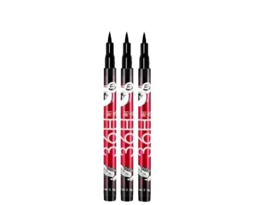 SmieTrz 36-Hour Waterproof & Smudge-Proof Liquid Eyeliner - Pack of 3 (Black, 7.5g) | Long-Lasting Makeup for All-Day Wear, Perfect for Swimming, Gym & Special Occasions
