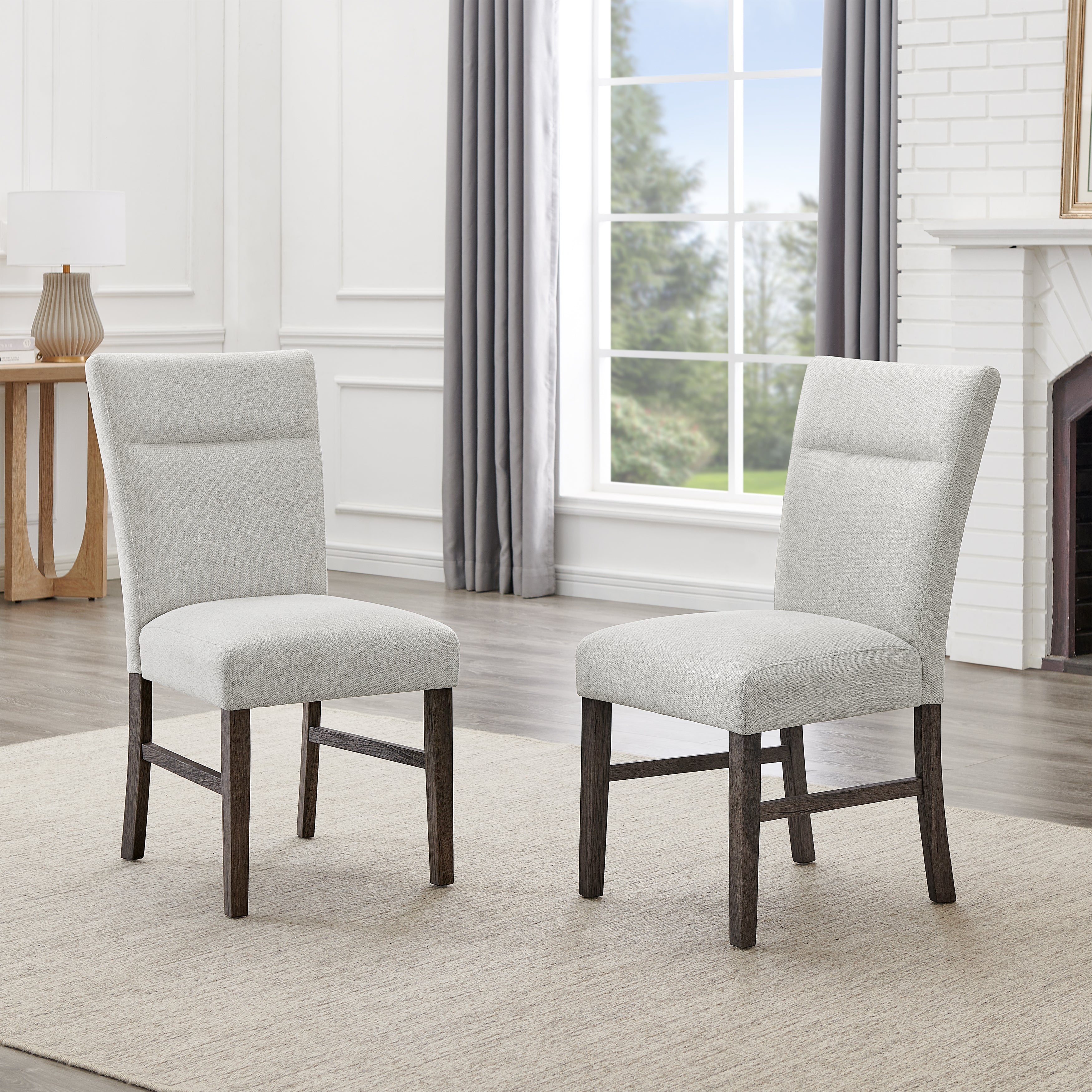 Roundhill Furniture Sorlen Modern Gray Upholstered Dining Chairs Set of 2 - Stylish Comfort for Kitchen, Dining Room & Home Office