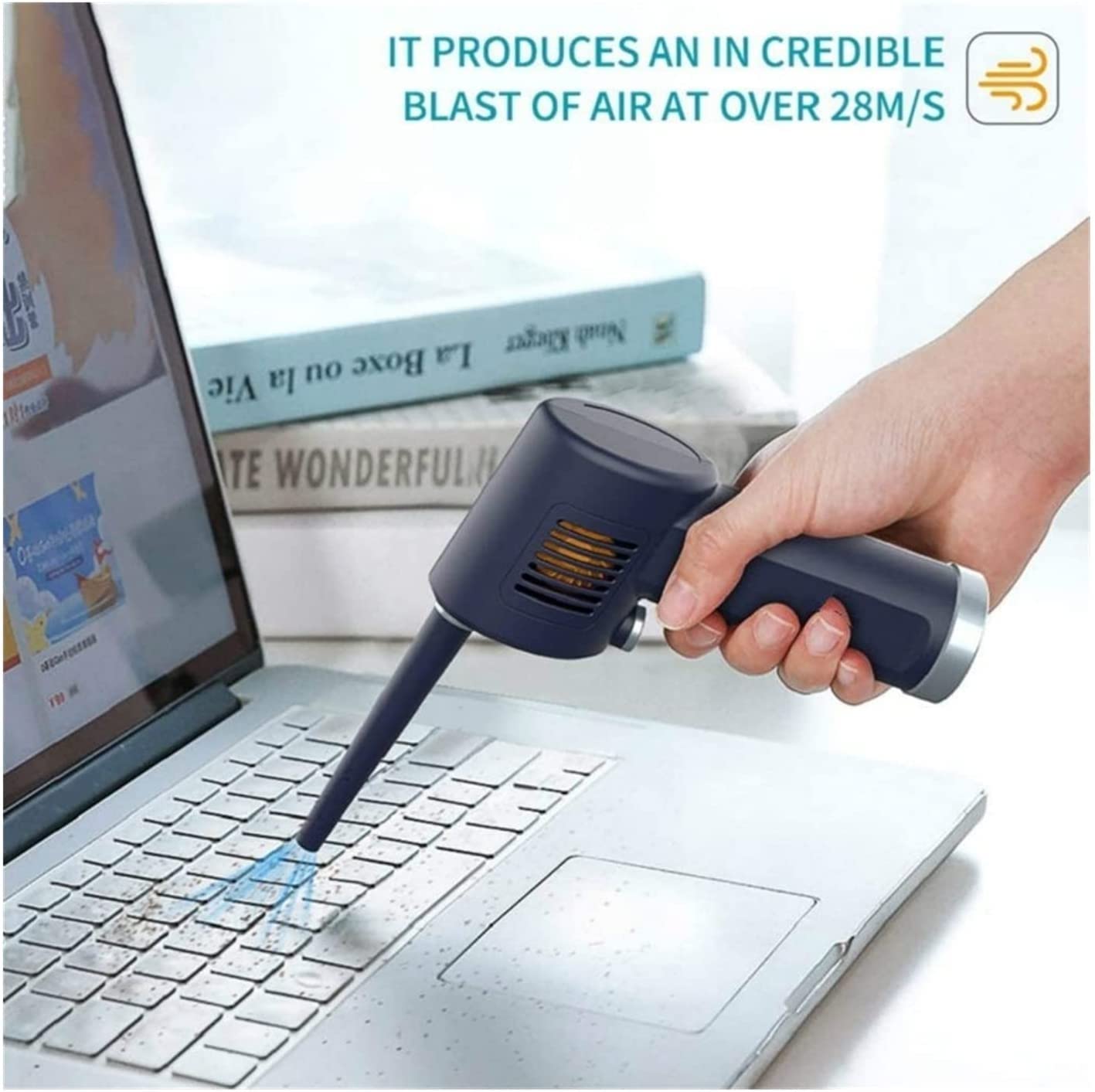 Rechargeable Cordless Electric Air Duster - Portable Compressed Air Blower for Keyboard, Electronics & PC Cleaning - Dust Removal for Computers, Laptops, Cameras & Home Office