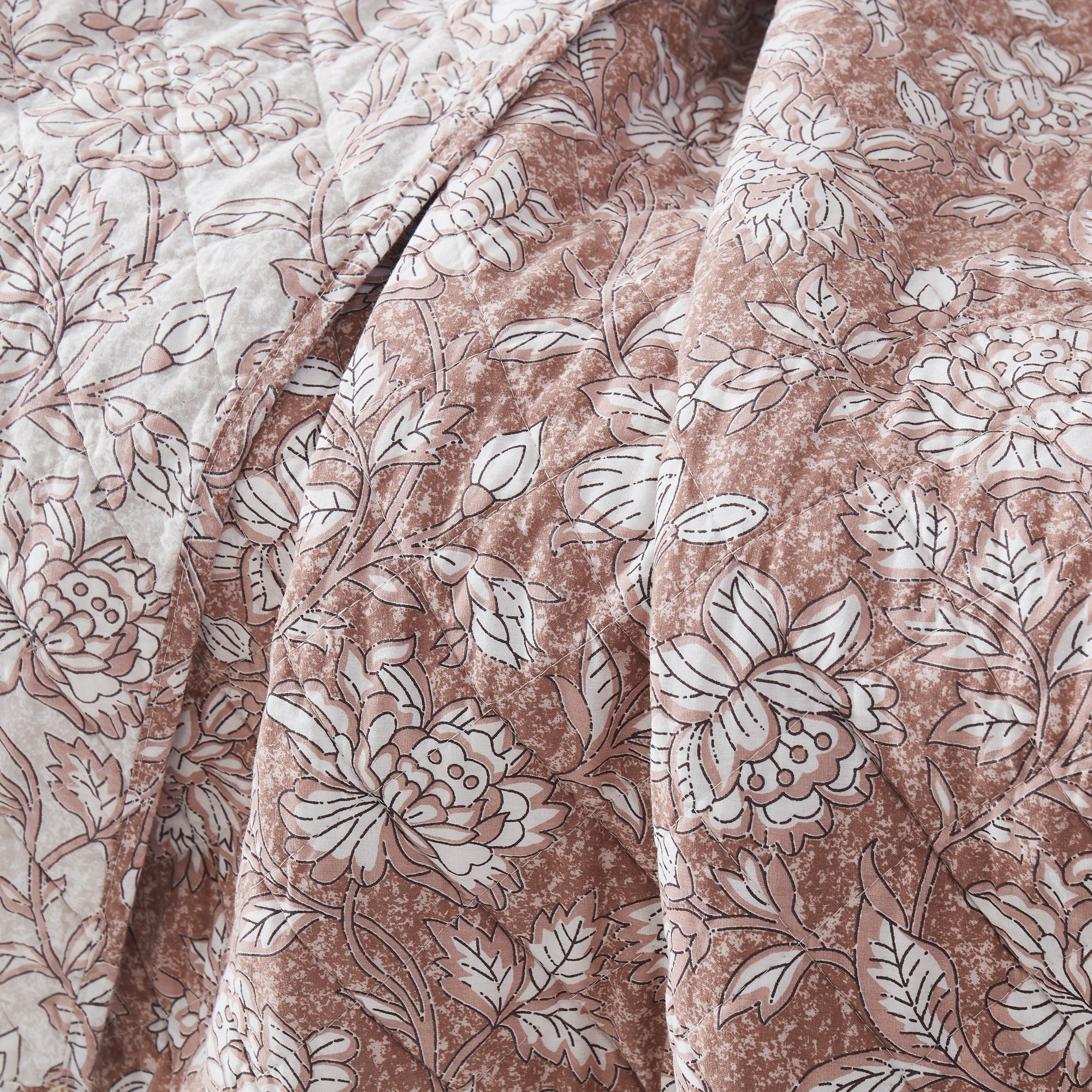 Zara Floral Block Reversible Cotton Throw Blanket - Soft & Cozy All-Season Blanket for Couch, Bed, Sofa & Outdoor Use